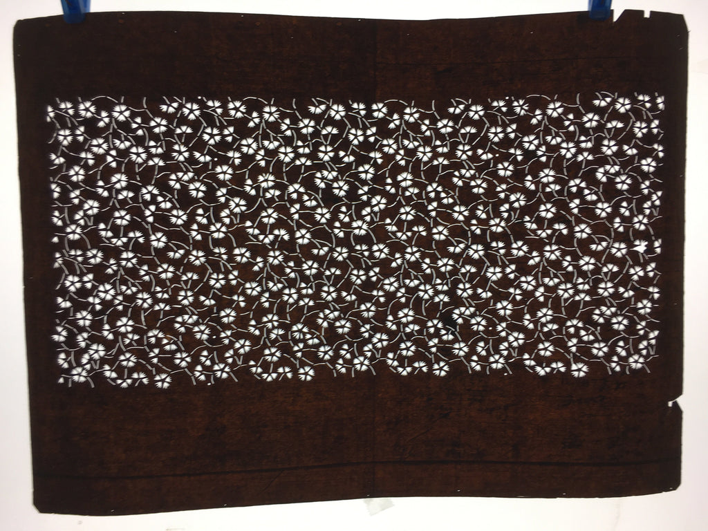 Japanese Antique Ise Katagami Paper Kimono Stencil Edo Small Flower Pattern A520