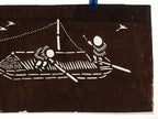 Japanese Antique Ise Katagami Paper Kimono Stencil Edo Traditional Fishing A564