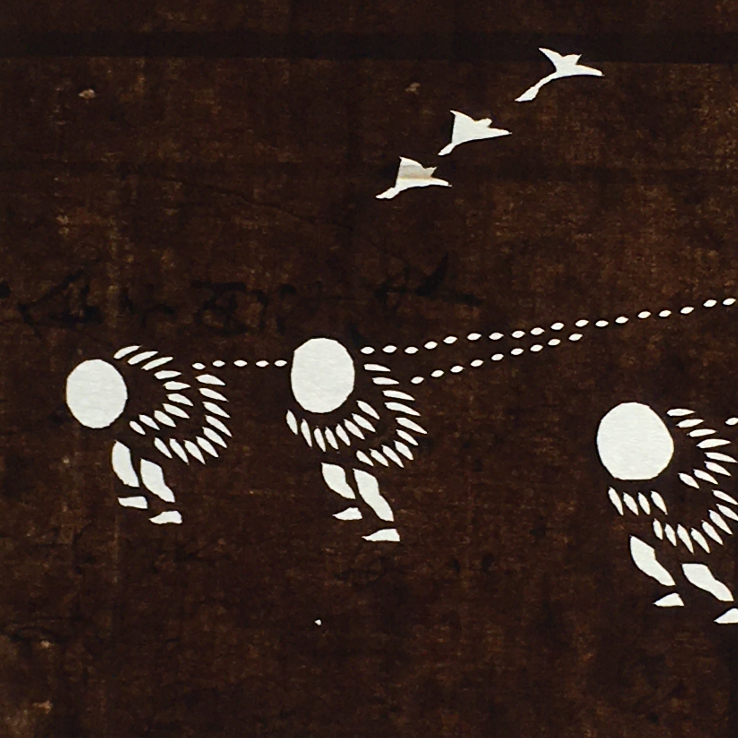 Japanese Antique Ise Katagami Paper Kimono Stencil Edo Traditional Fishing A564