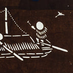 Japanese Antique Ise Katagami Paper Kimono Stencil Edo Traditional Fishing A564