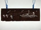 Japanese Antique Ise Katagami Paper Kimono Stencil Edo Traditional Fishing A564