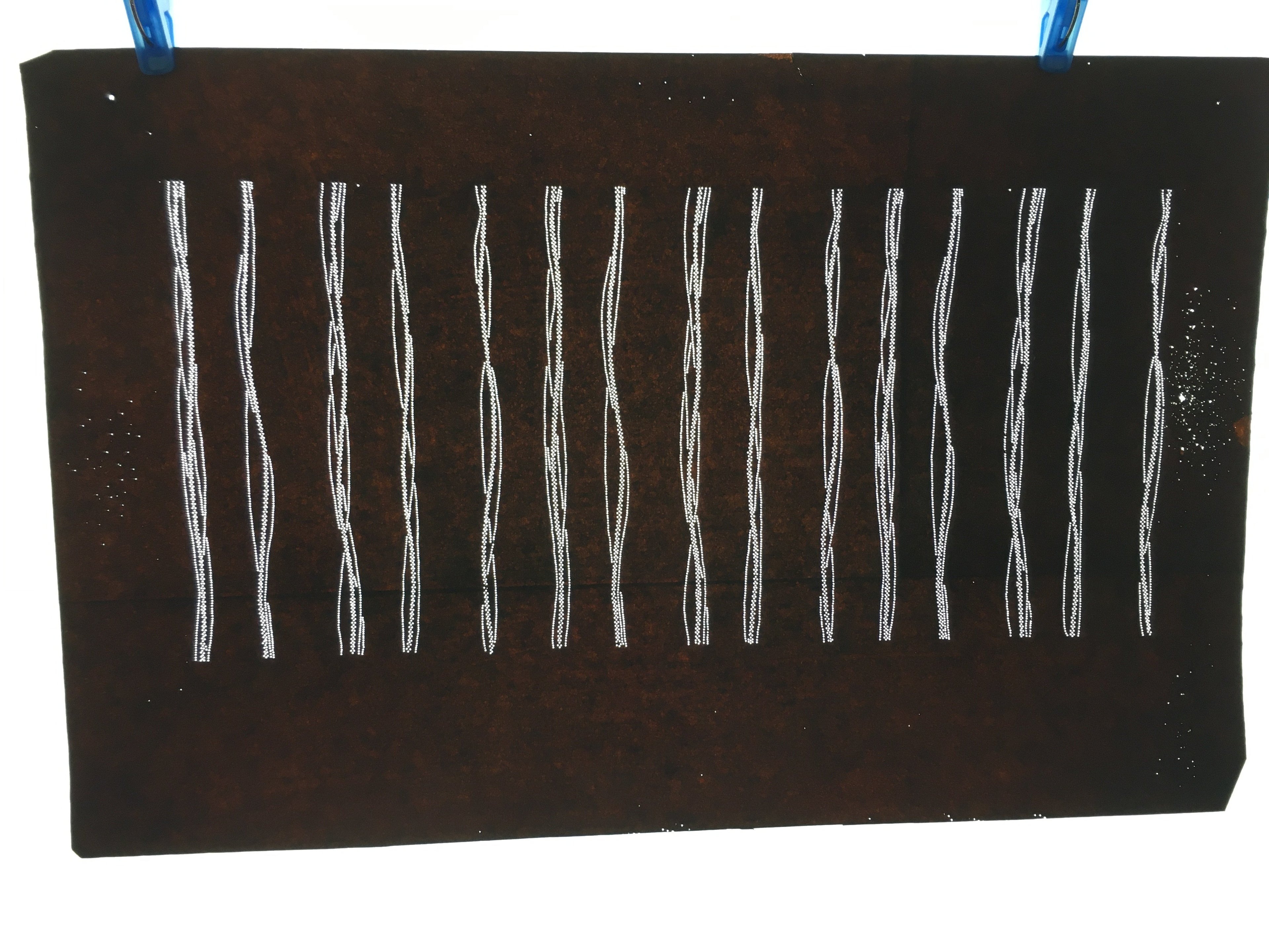 Japanese Antique Ise Katagami Paper Kimono Stencil Edo Vertical Line Pattern A54