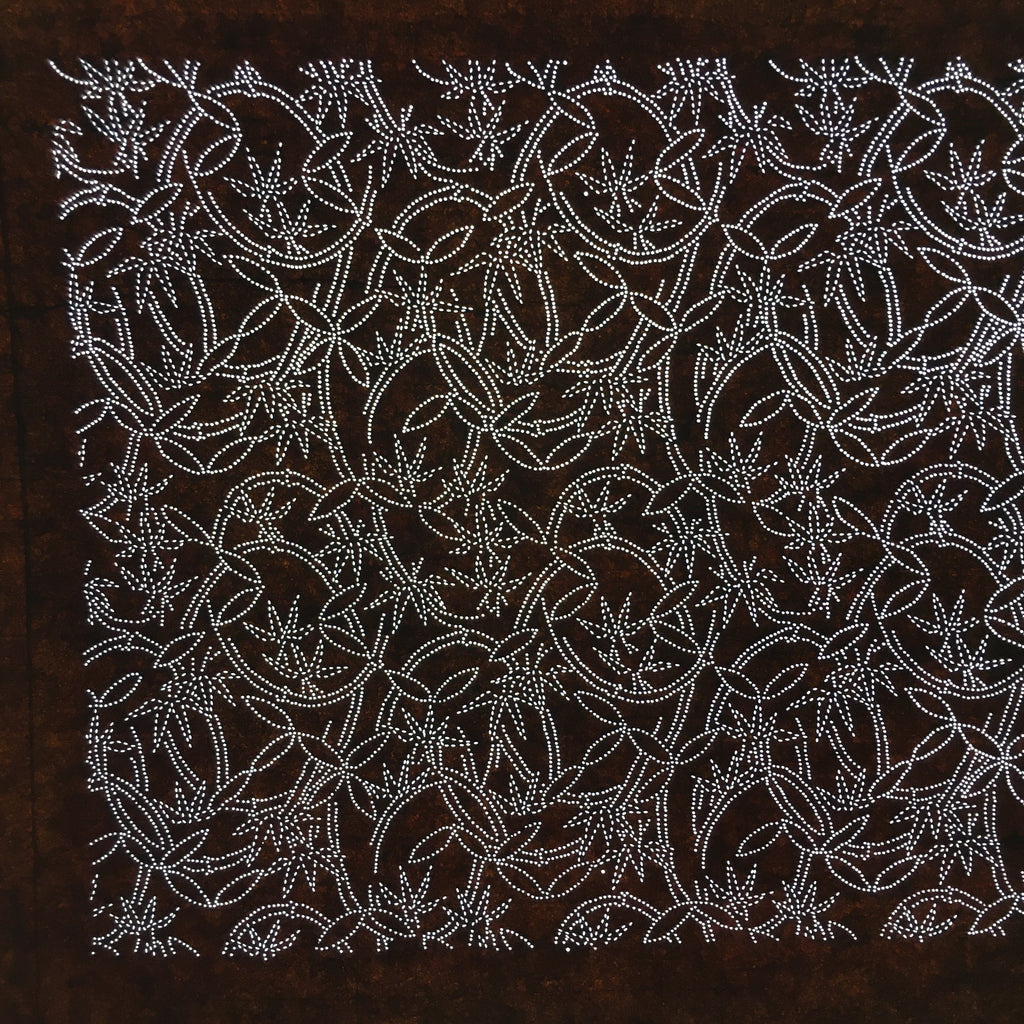 Japanese Antique Ise Katagami Paper Kimono Stencil Edo Vines Leaves Pattern A550