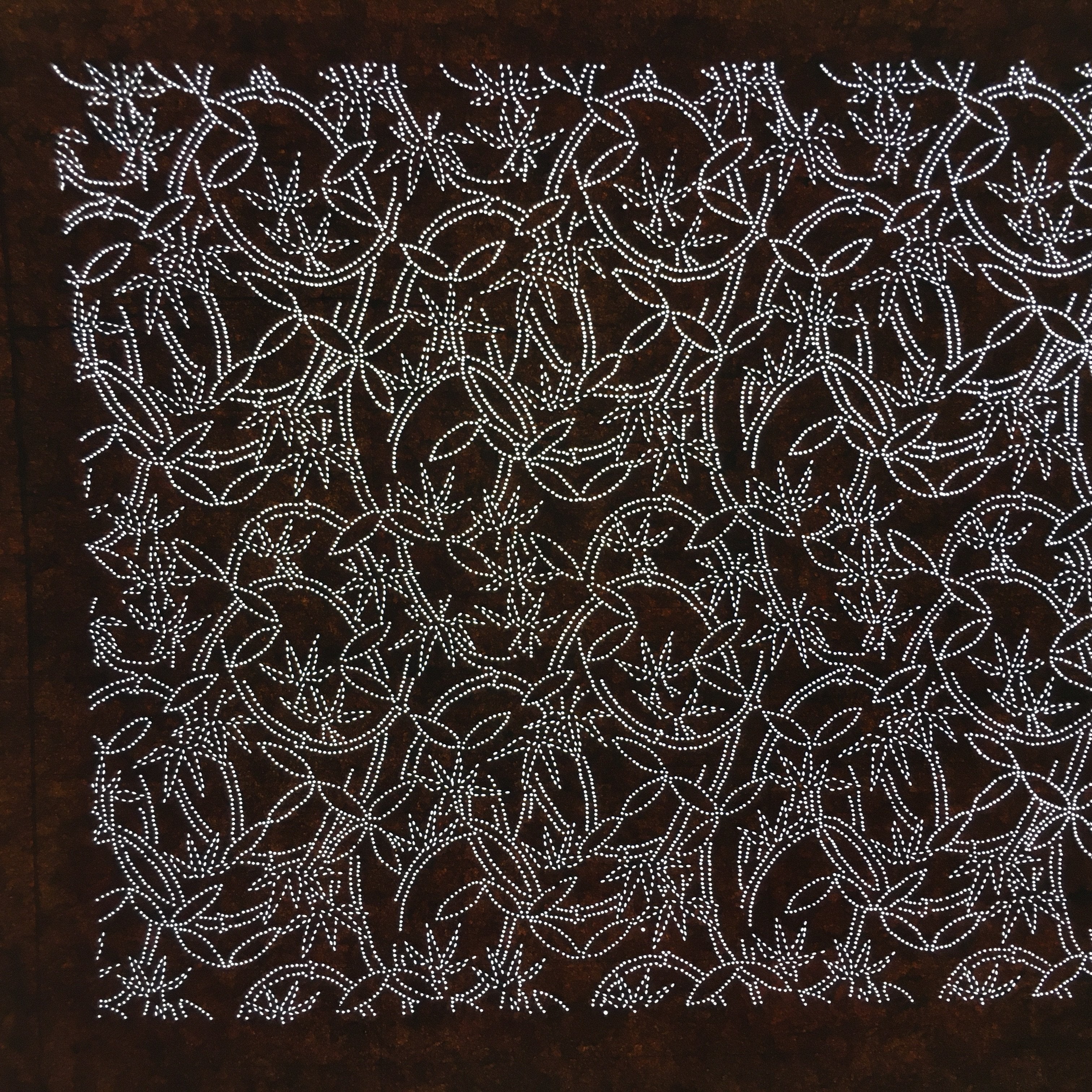 Japanese Antique Ise Katagami Paper Kimono Stencil Edo Vines Leaves Pattern A550