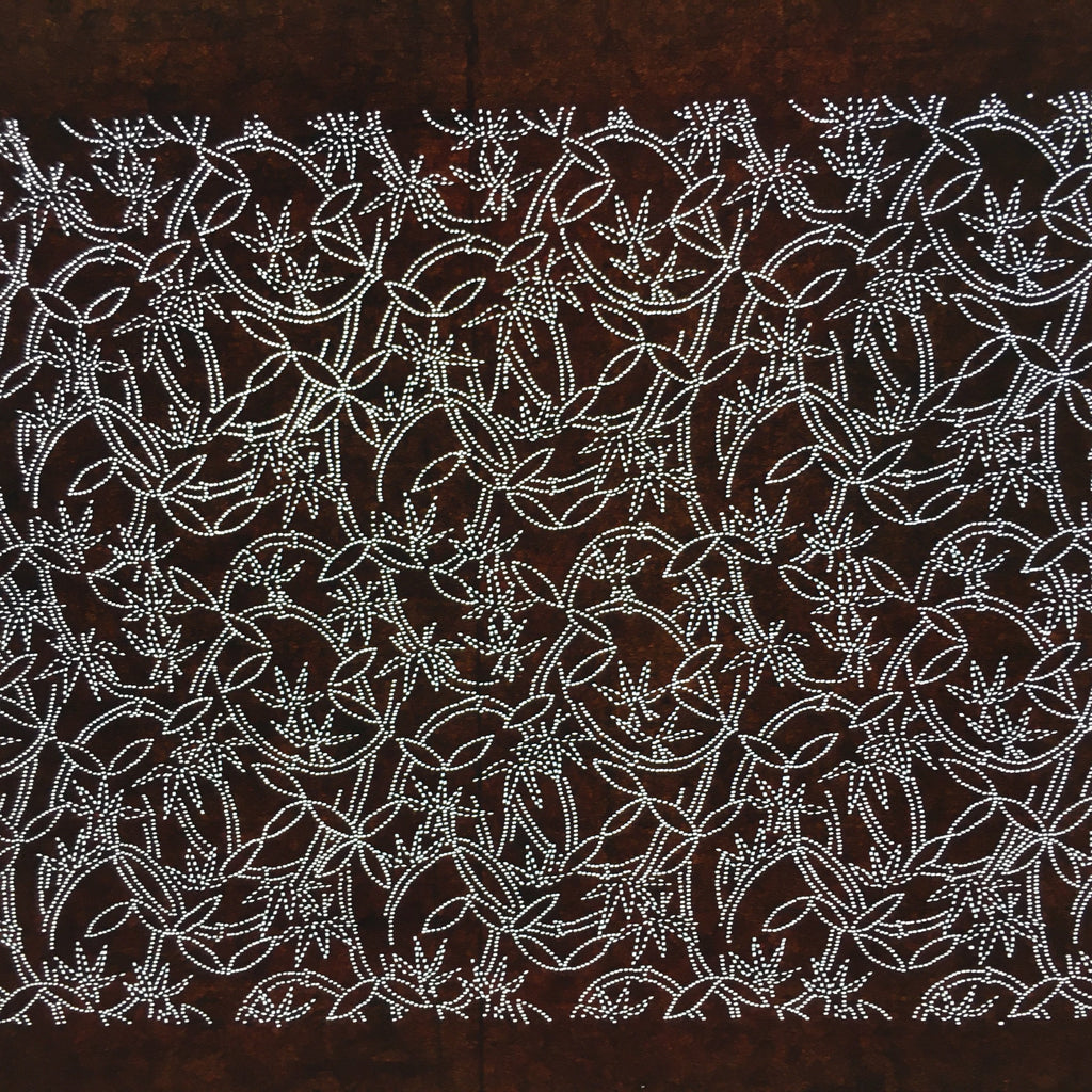 Japanese Antique Ise Katagami Paper Kimono Stencil Edo Vines Leaves Pattern A550
