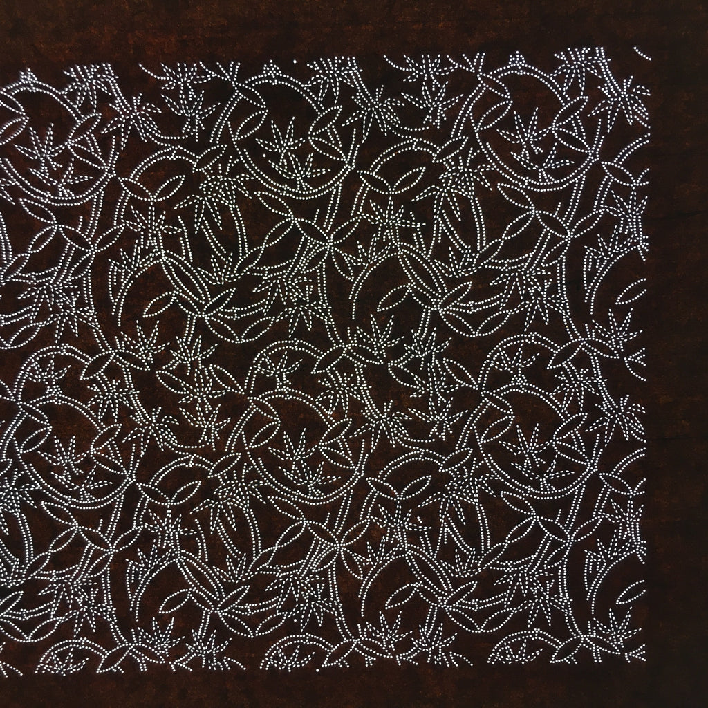 Japanese Antique Ise Katagami Paper Kimono Stencil Edo Vines Leaves Pattern A550
