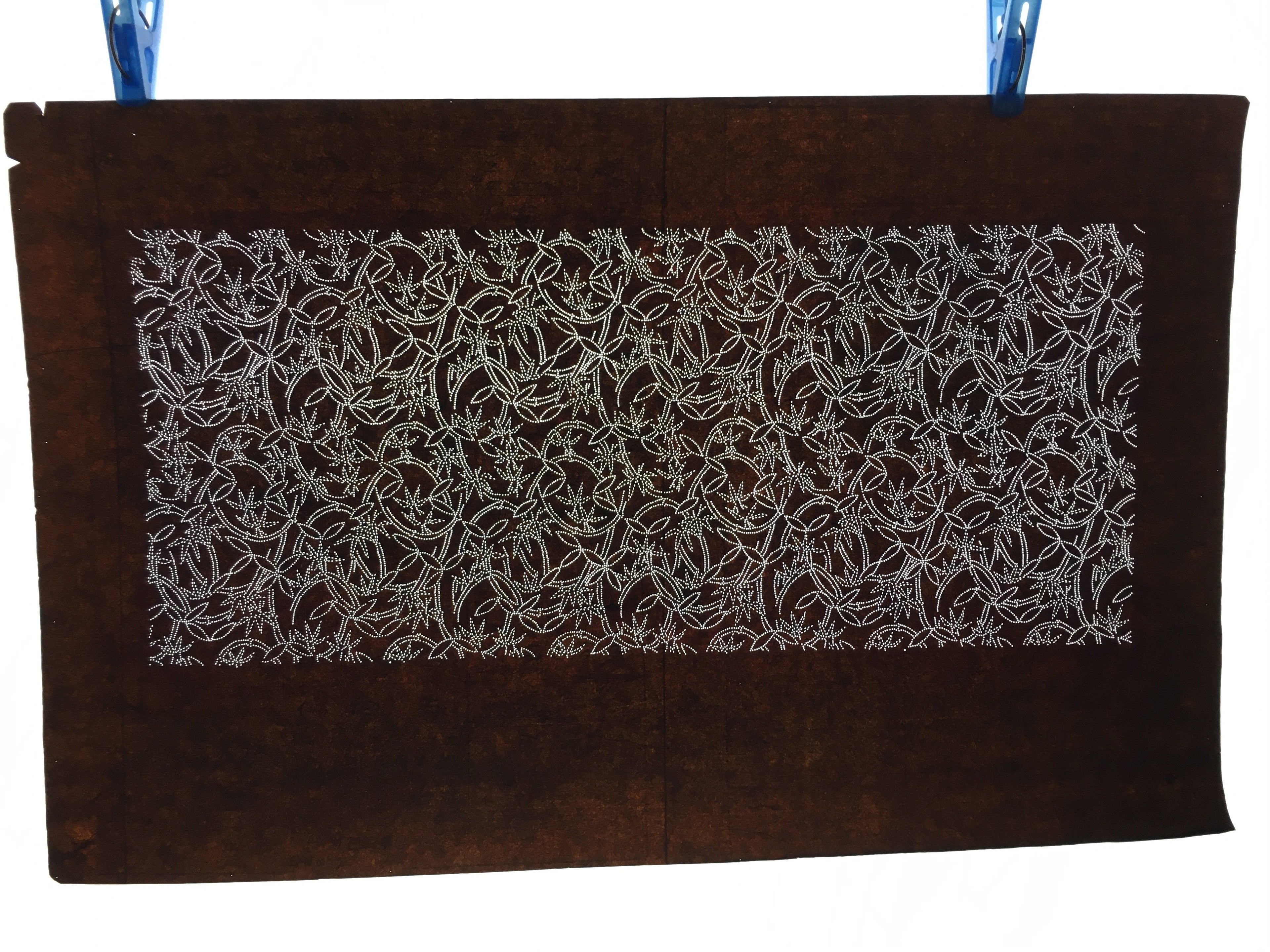 Japanese Antique Ise Katagami Paper Kimono Stencil Edo Vines Leaves Pattern A550