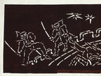Japanese Antique Ise Katagami Paper Kimono Stencil Edo War Battle Military Desig