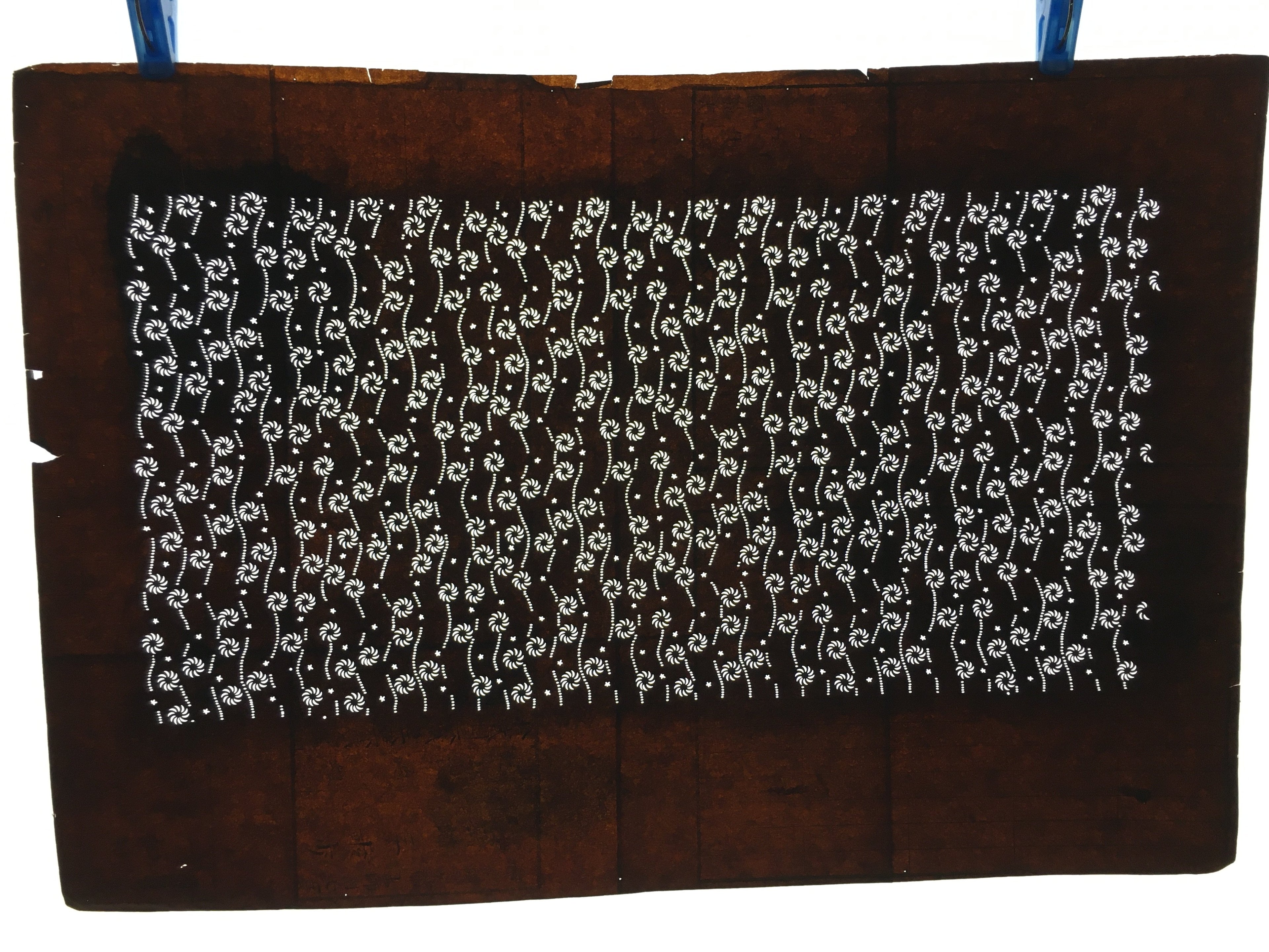 Japanese Antique Ise Katagami Paper Kimono Stencil Edo Windmill Pattern A531