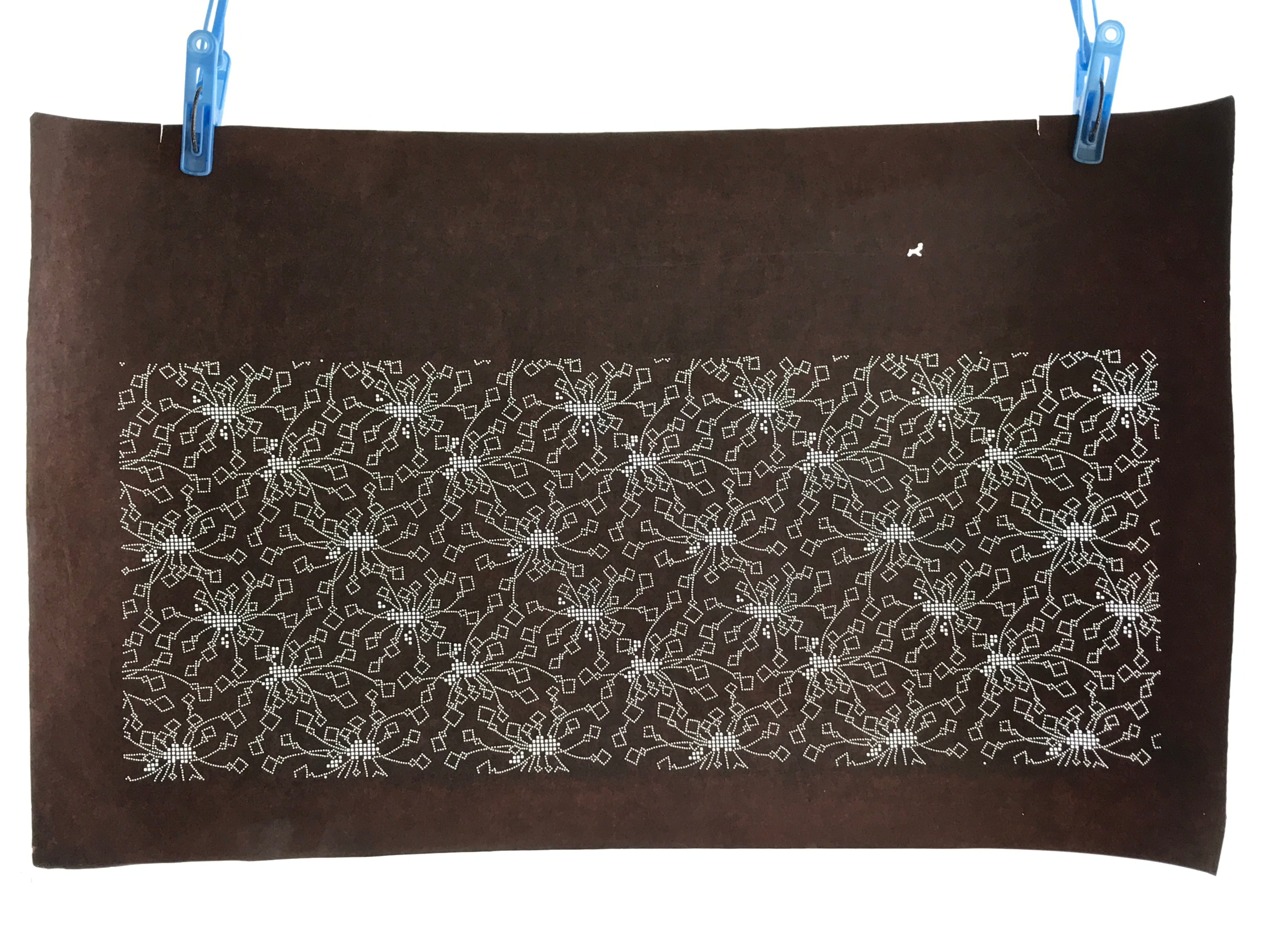 Japanese Antique Ise Katagami Paper Kimono Stencil Flower Design A609