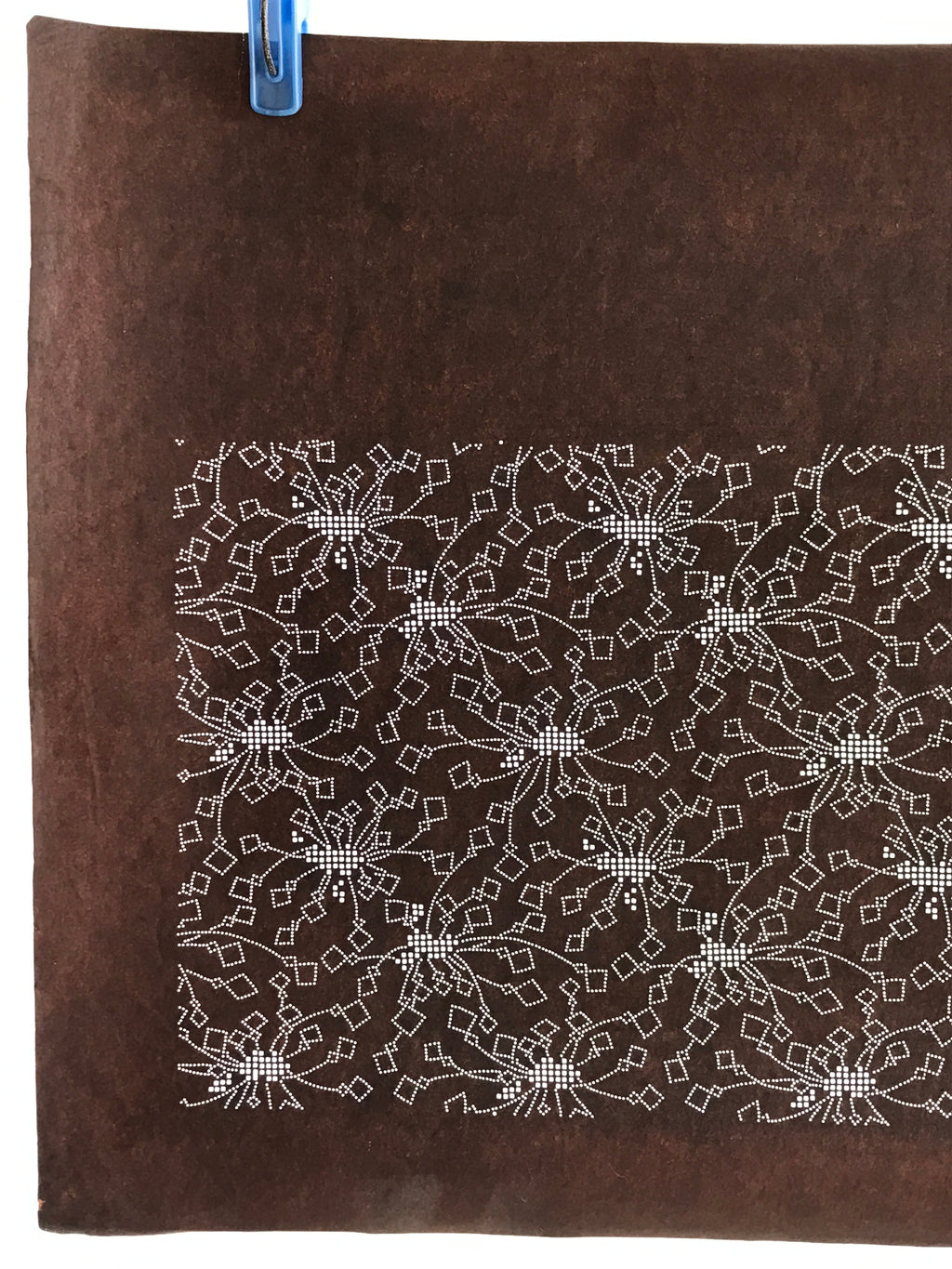 Japanese Antique Ise Katagami Paper Kimono Stencil Flower Design A609