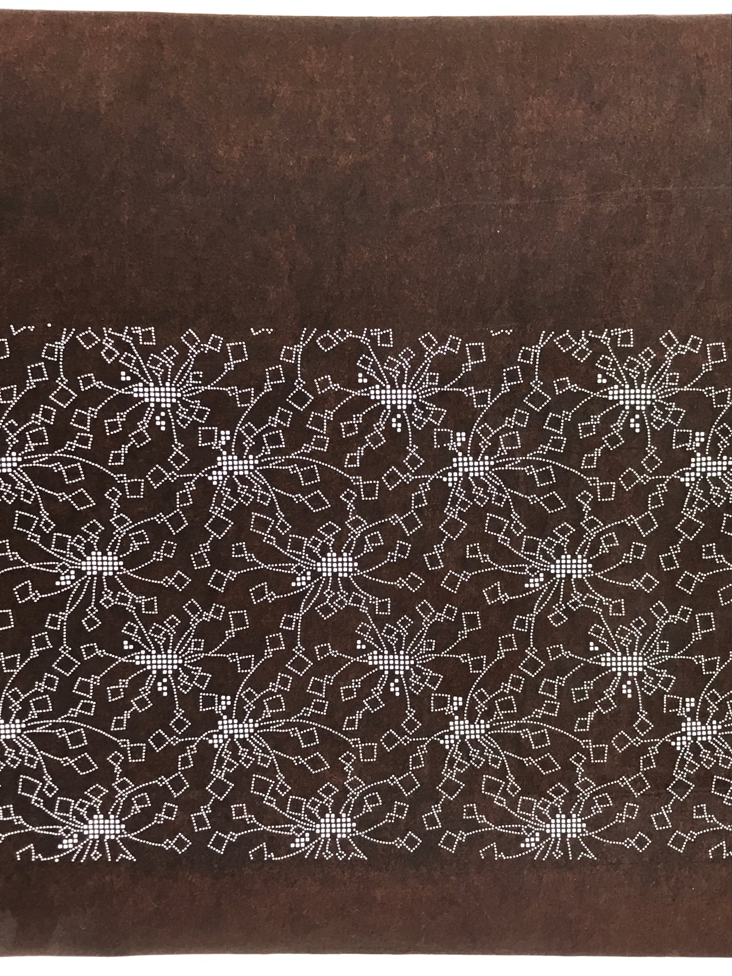 Japanese Antique Ise Katagami Paper Kimono Stencil Flower Design A609