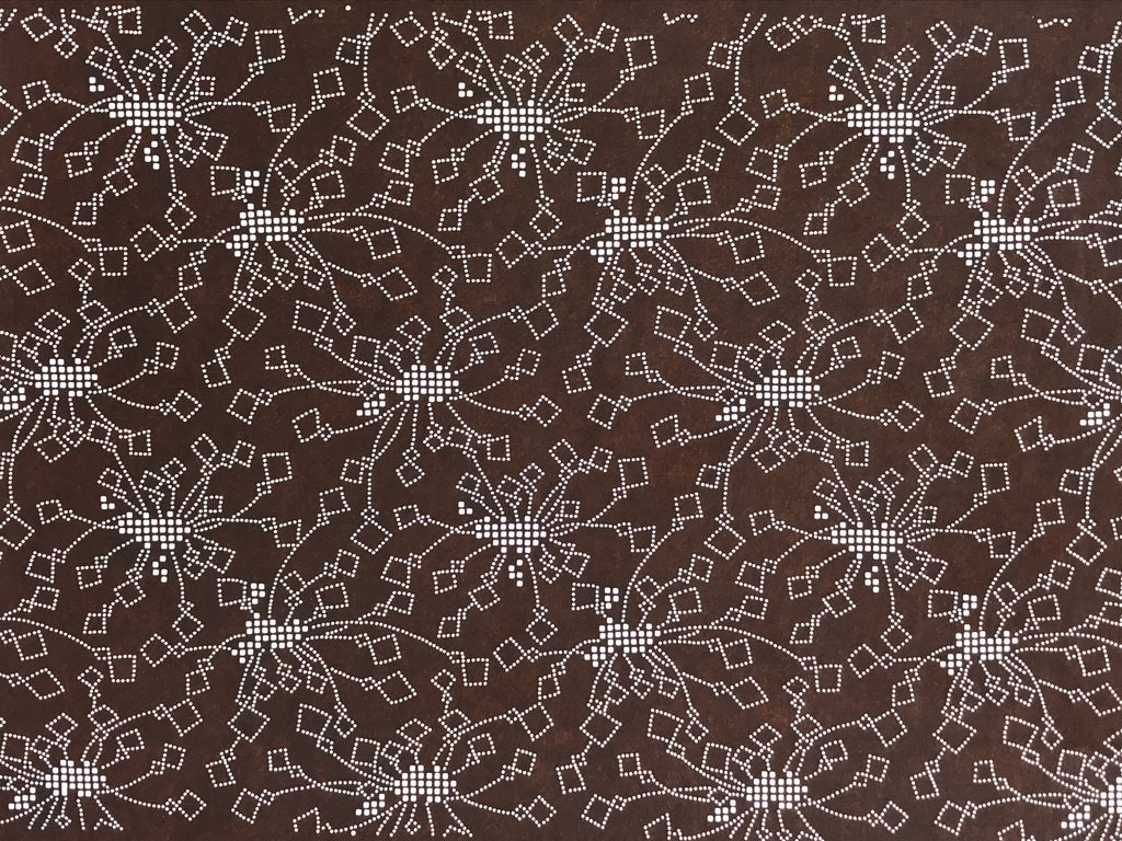 Japanese Antique Ise Katagami Paper Kimono Stencil Flower Design A609