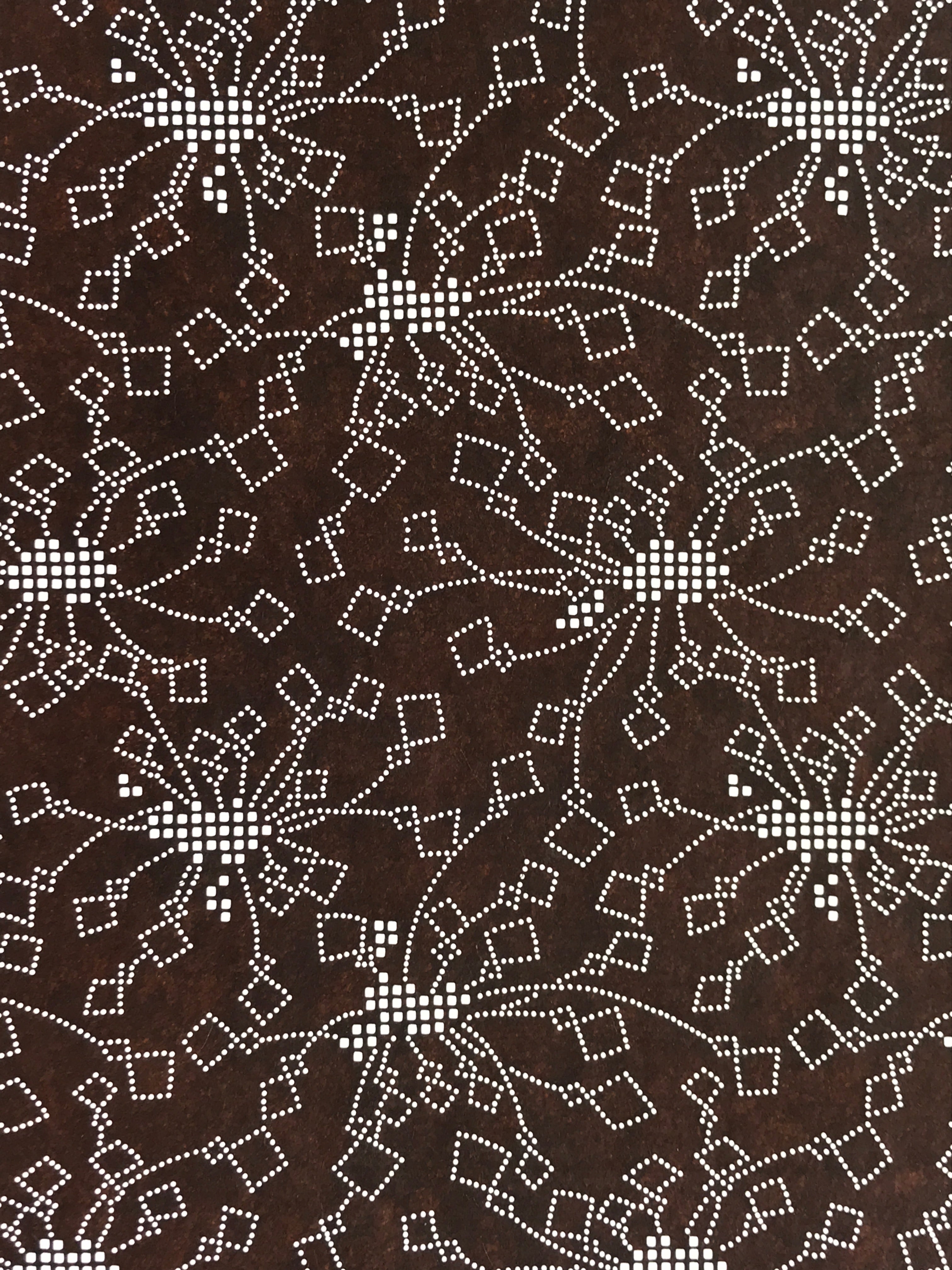 Japanese Antique Ise Katagami Paper Kimono Stencil Flower Design A609