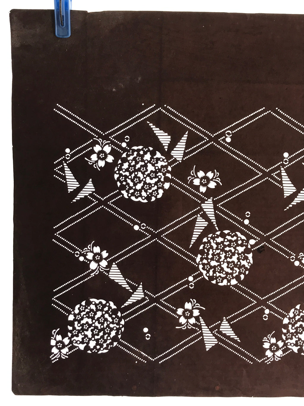 Japanese Antique Ise Katagami Paper Kimono Stencil Flower Design A614