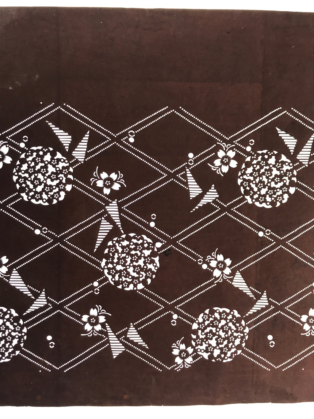 Japanese Antique Ise Katagami Paper Kimono Stencil Flower Design A614