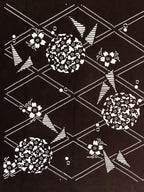 Japanese Antique Ise Katagami Paper Kimono Stencil Flower Design A614
