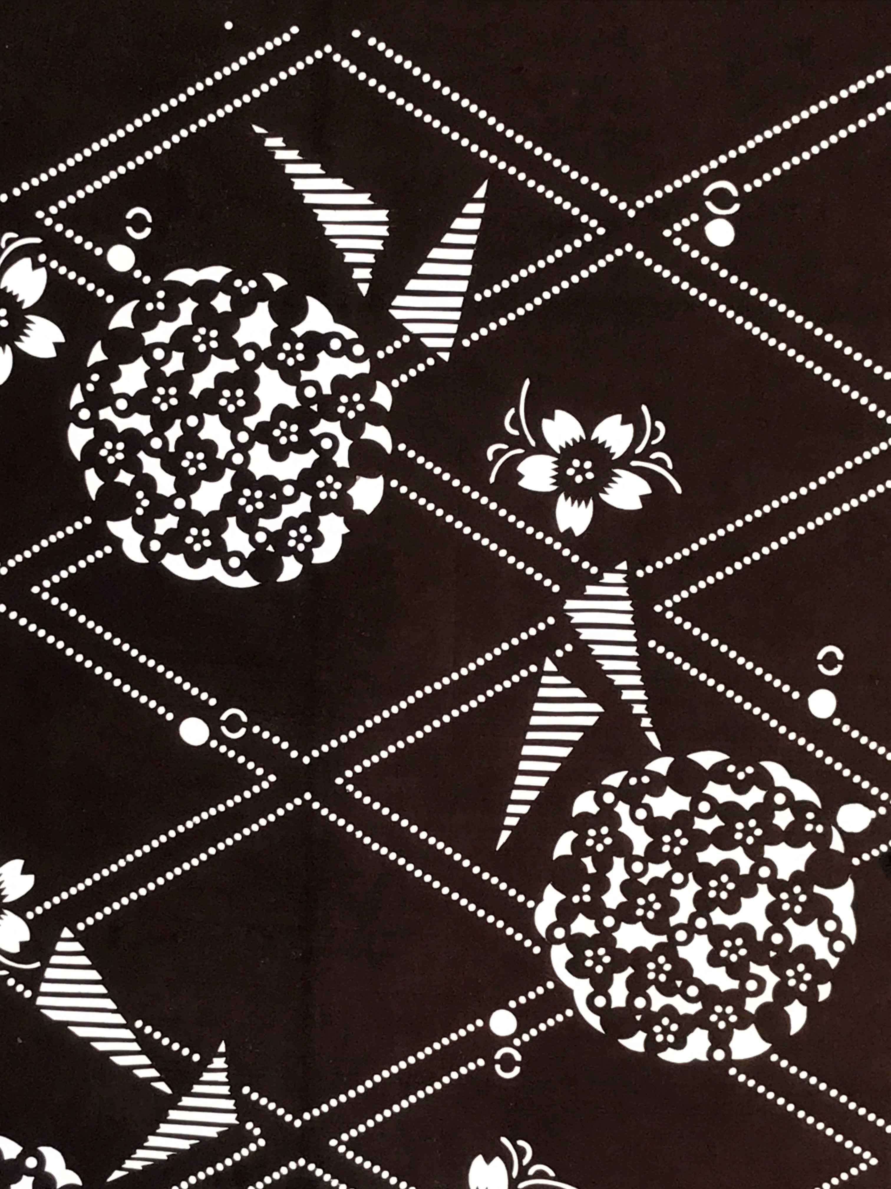 Japanese Antique Ise Katagami Paper Kimono Stencil Flower Design A614