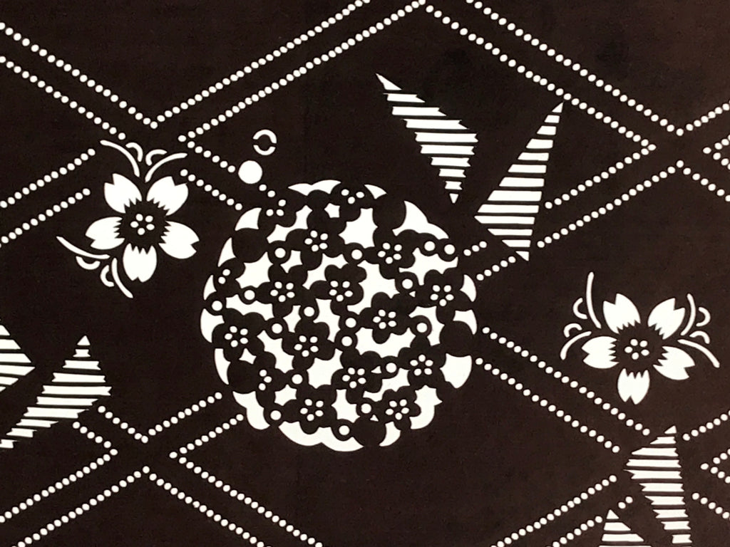 Japanese Antique Ise Katagami Paper Kimono Stencil Flower Design A614