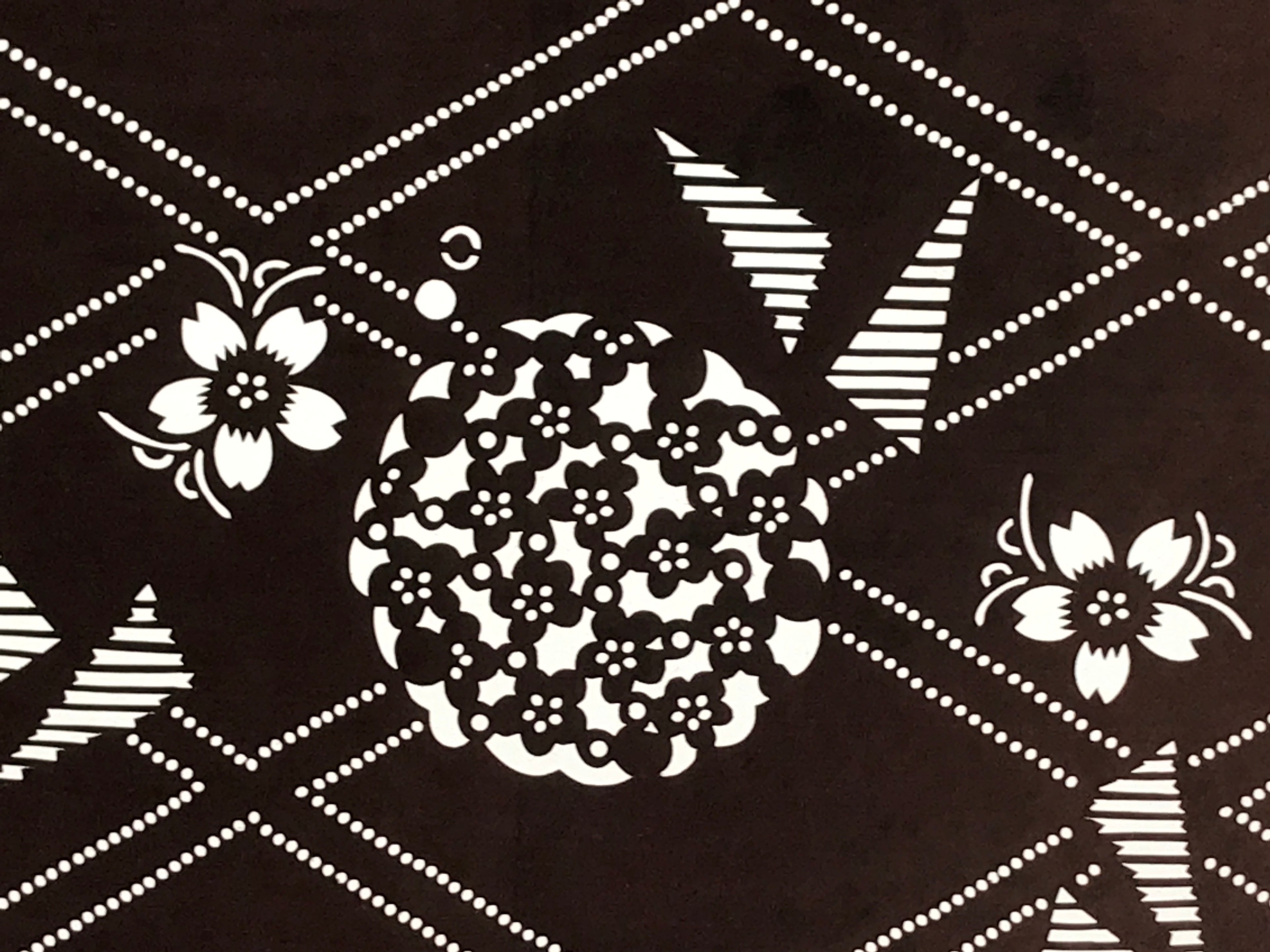 Japanese Antique Ise Katagami Paper Kimono Stencil Flower Design A614