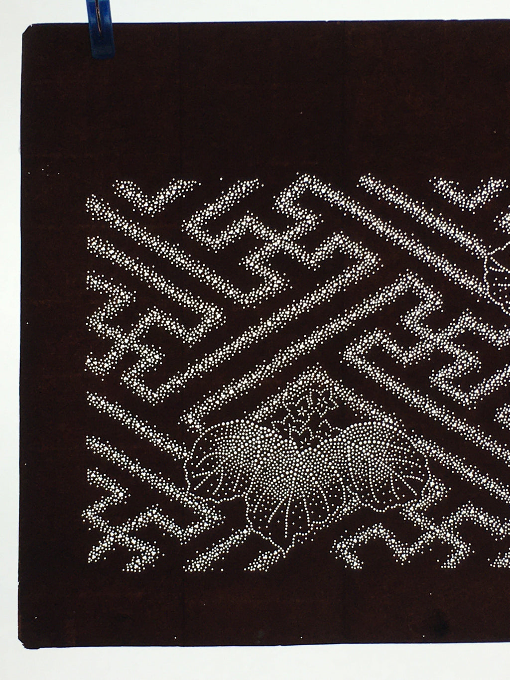 Japanese Antique Ise Katagami Paper Kimono Stencil Flower Leaf Design A606
