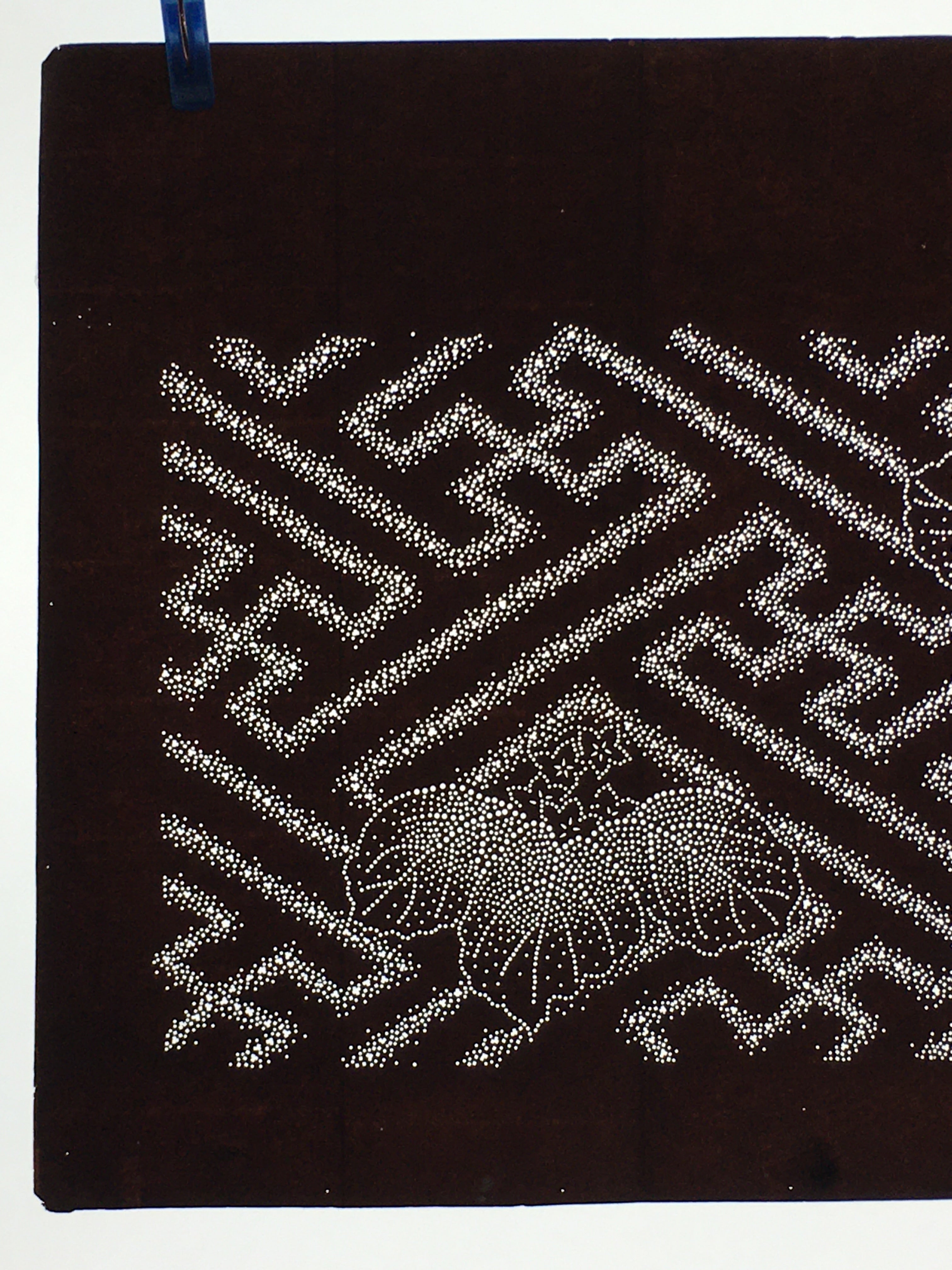 Japanese Antique Ise Katagami Paper Kimono Stencil Flower Leaf Design A606
