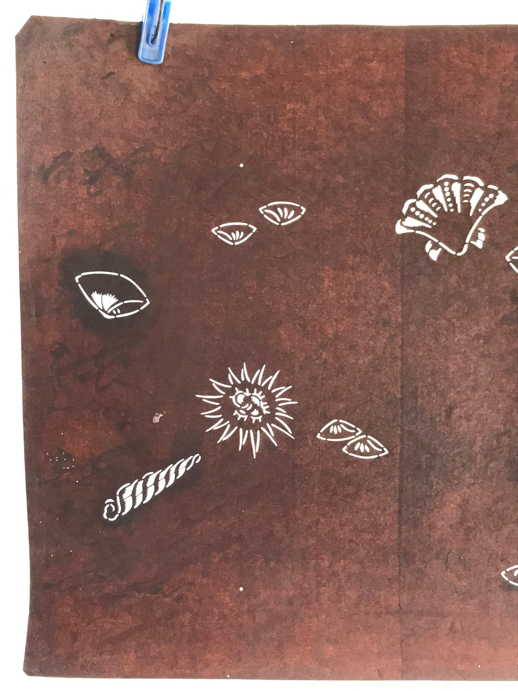 Japanese Antique Ise Katagami Paper Kimono Stencil Seashell Design A613