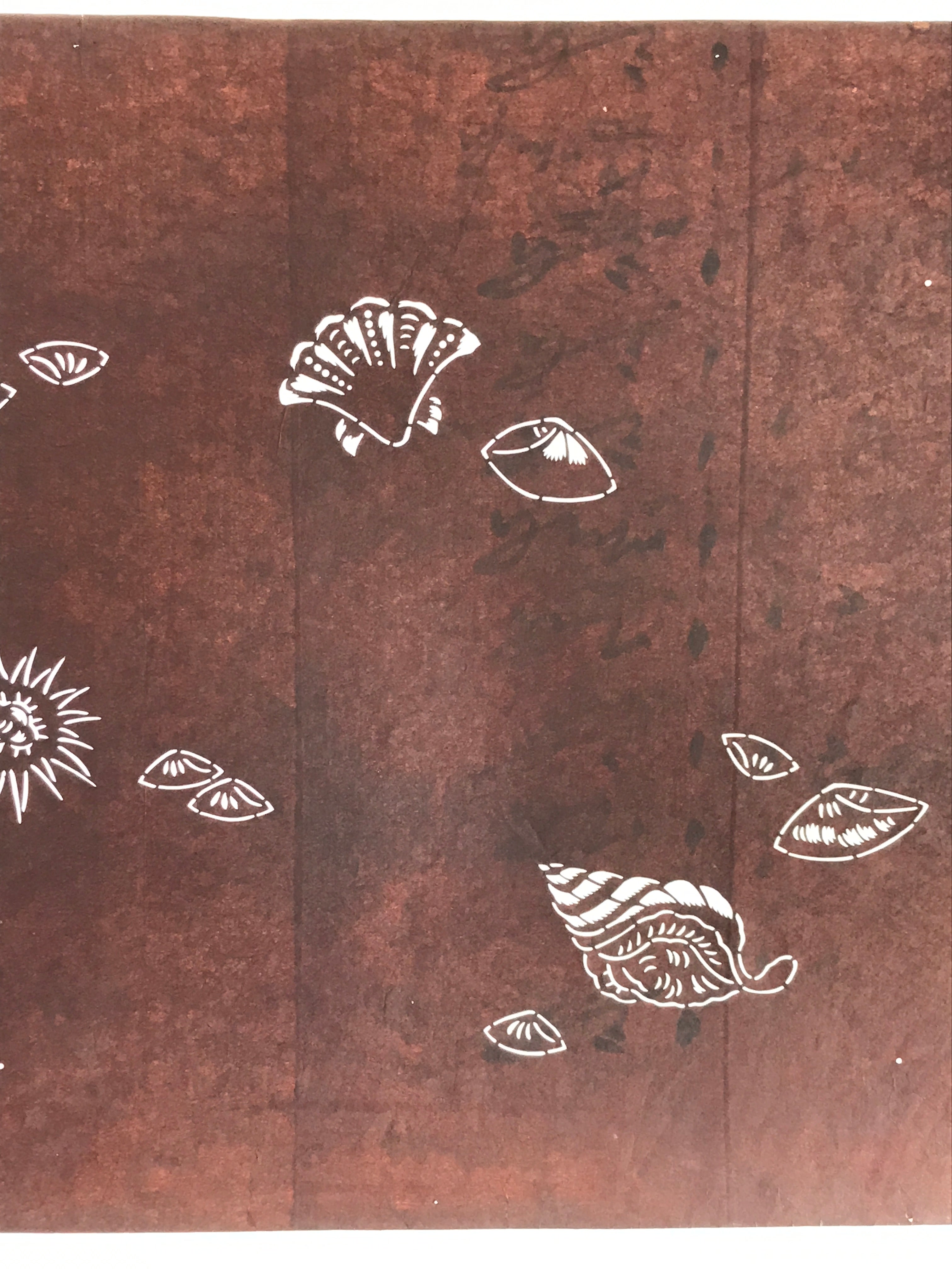 Japanese Antique Ise Katagami Paper Kimono Stencil Seashell Design A613