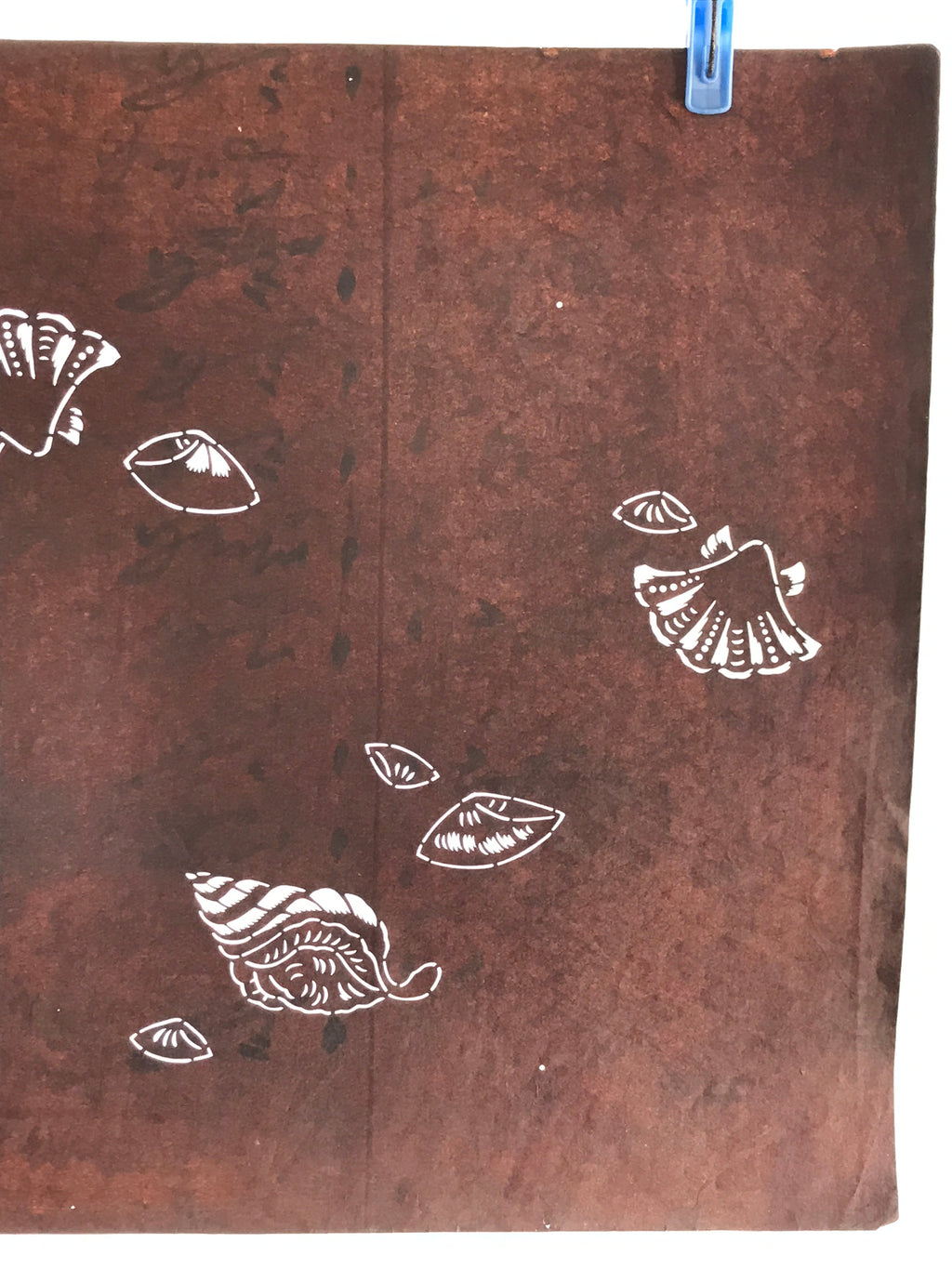 Japanese Antique Ise Katagami Paper Kimono Stencil Seashell Design A613