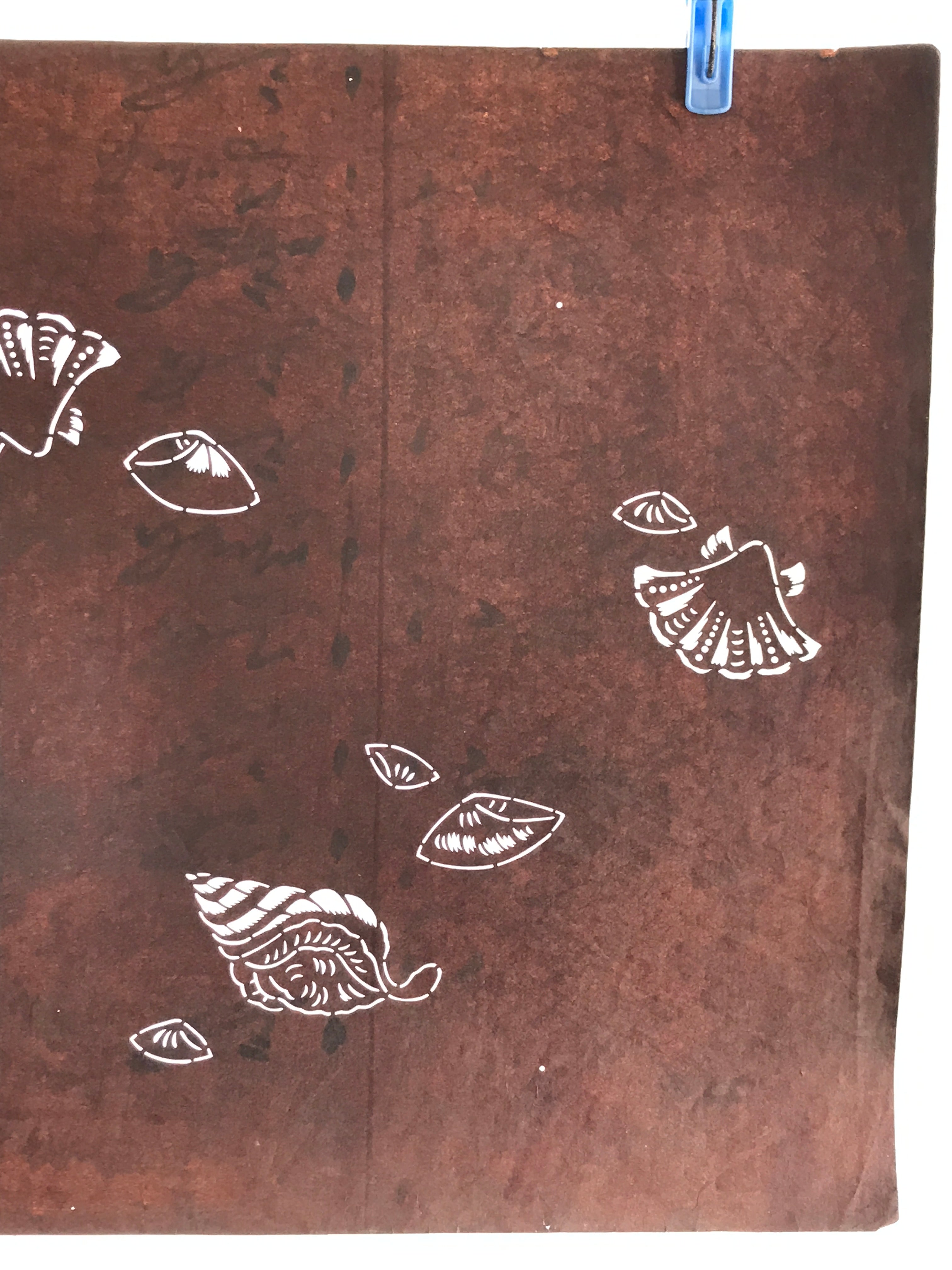 Japanese Antique Ise Katagami Paper Kimono Stencil Seashell Design A613