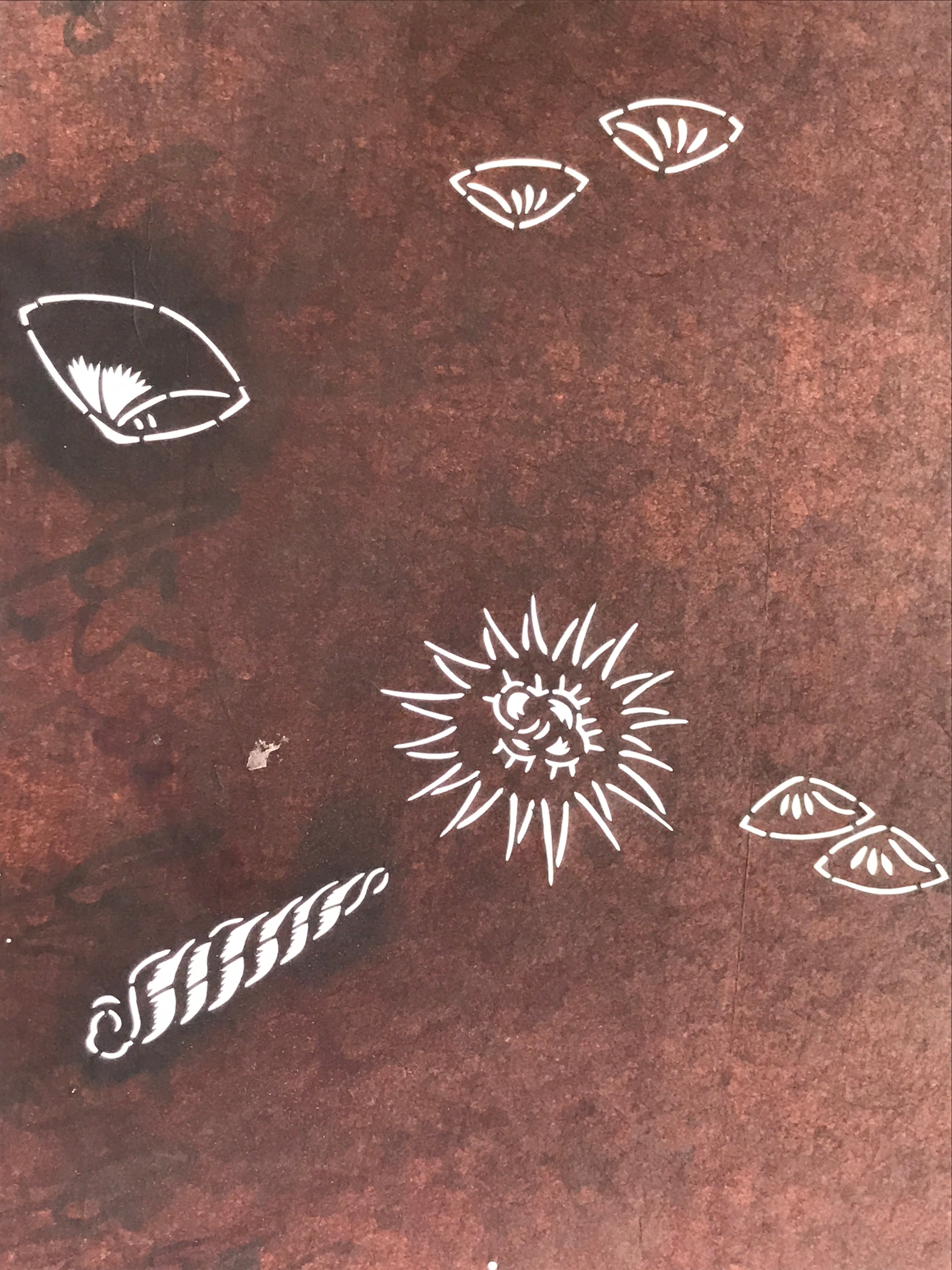 Japanese Antique Ise Katagami Paper Kimono Stencil Seashell Design A613