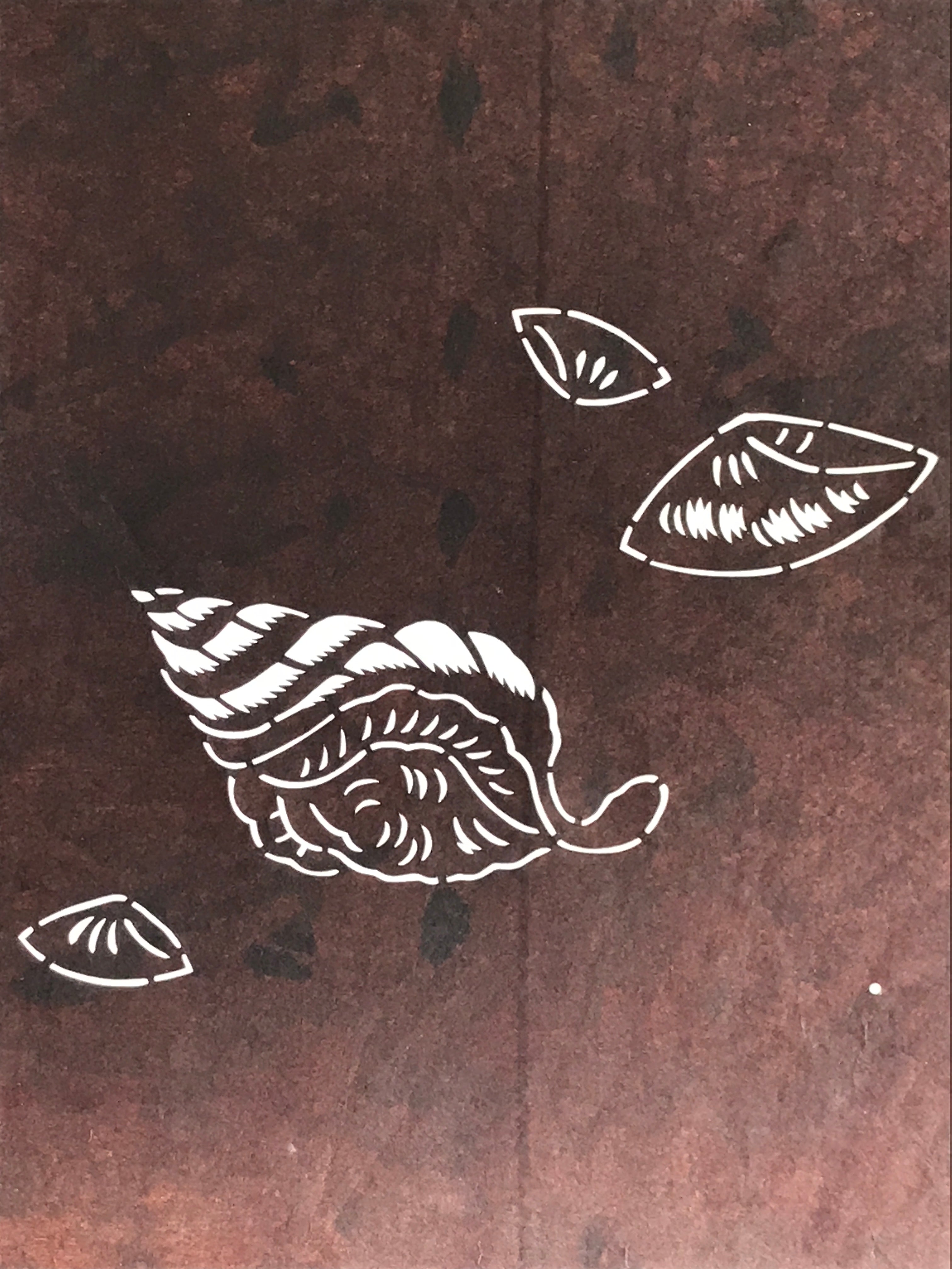 Japanese Antique Ise Katagami Paper Kimono Stencil Seashell Design A613