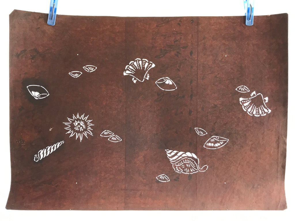 Japanese Antique Ise Katagami Paper Kimono Stencil Seashell Design A613