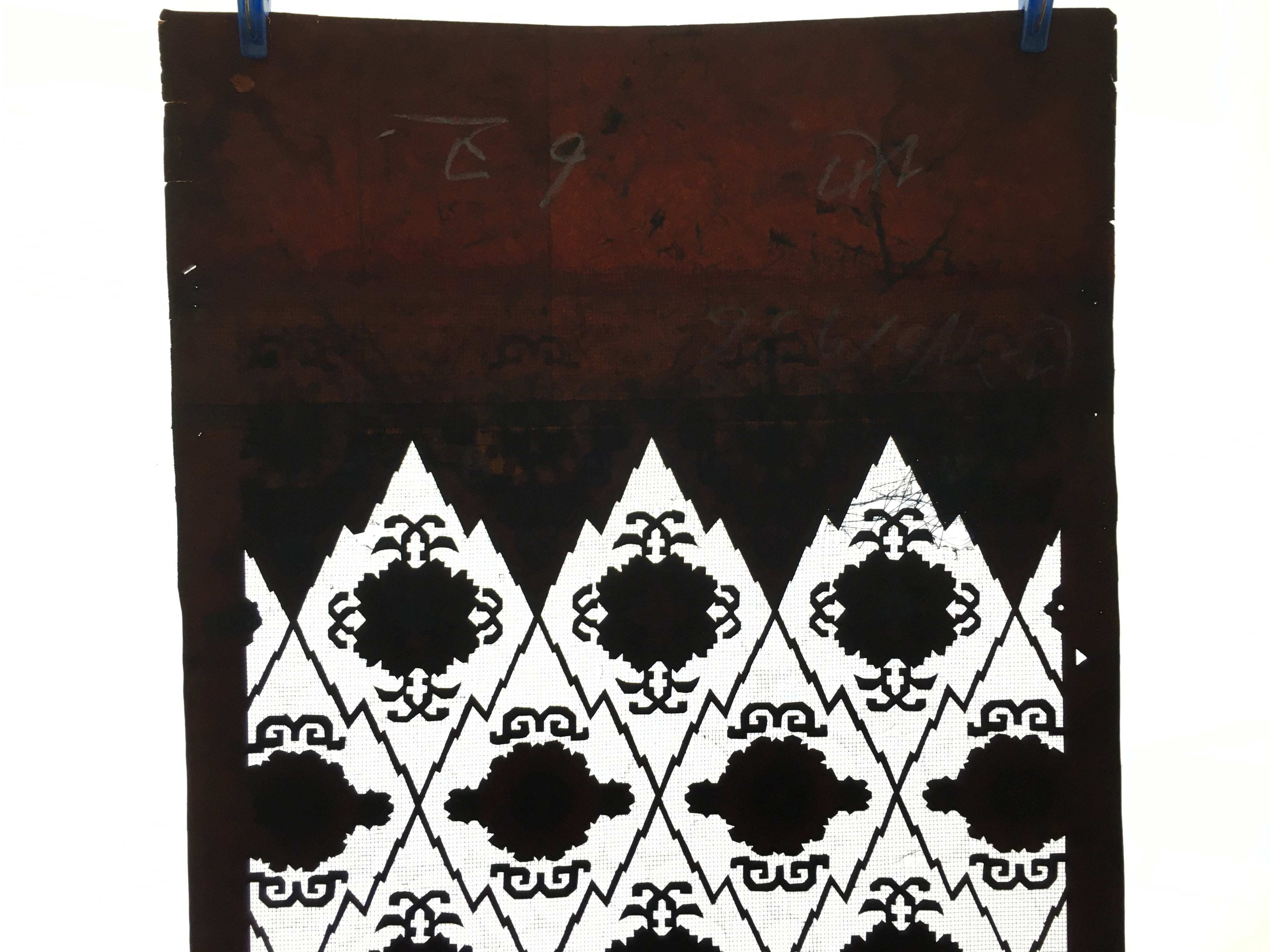 Japanese Antique Katagami Kimono Stencil Katazome Rhombus C1900 Meiji Era C296
