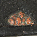 Japanese Antique Tobacco Pouch Pipe Case Jade Leather Meiji Era C1900 K123