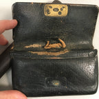 Japanese Antique Tobacco Pouch Pipe Case Jade Leather Meiji Era C1900 K123