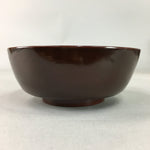 Japanese Antique Wooden Lacquer Bowl Brown Red Owan Soup Rice UR285