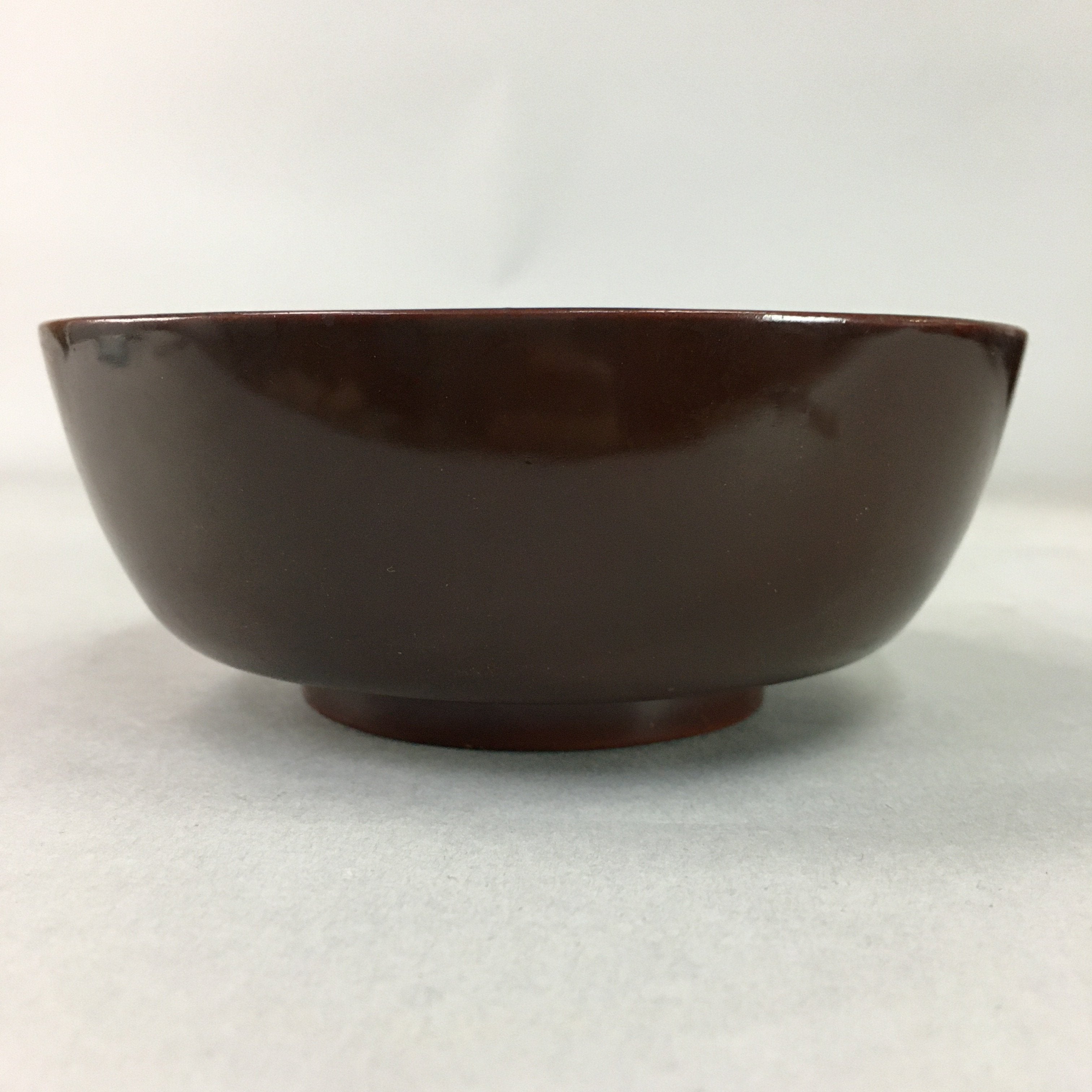 Japanese Antique Wooden Lacquer Bowl Brown Red Owan Soup Rice UR285