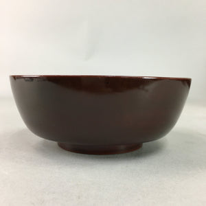 Japanese Antique Wooden Lacquer Bowl Brown Red Owan Soup Rice UR287