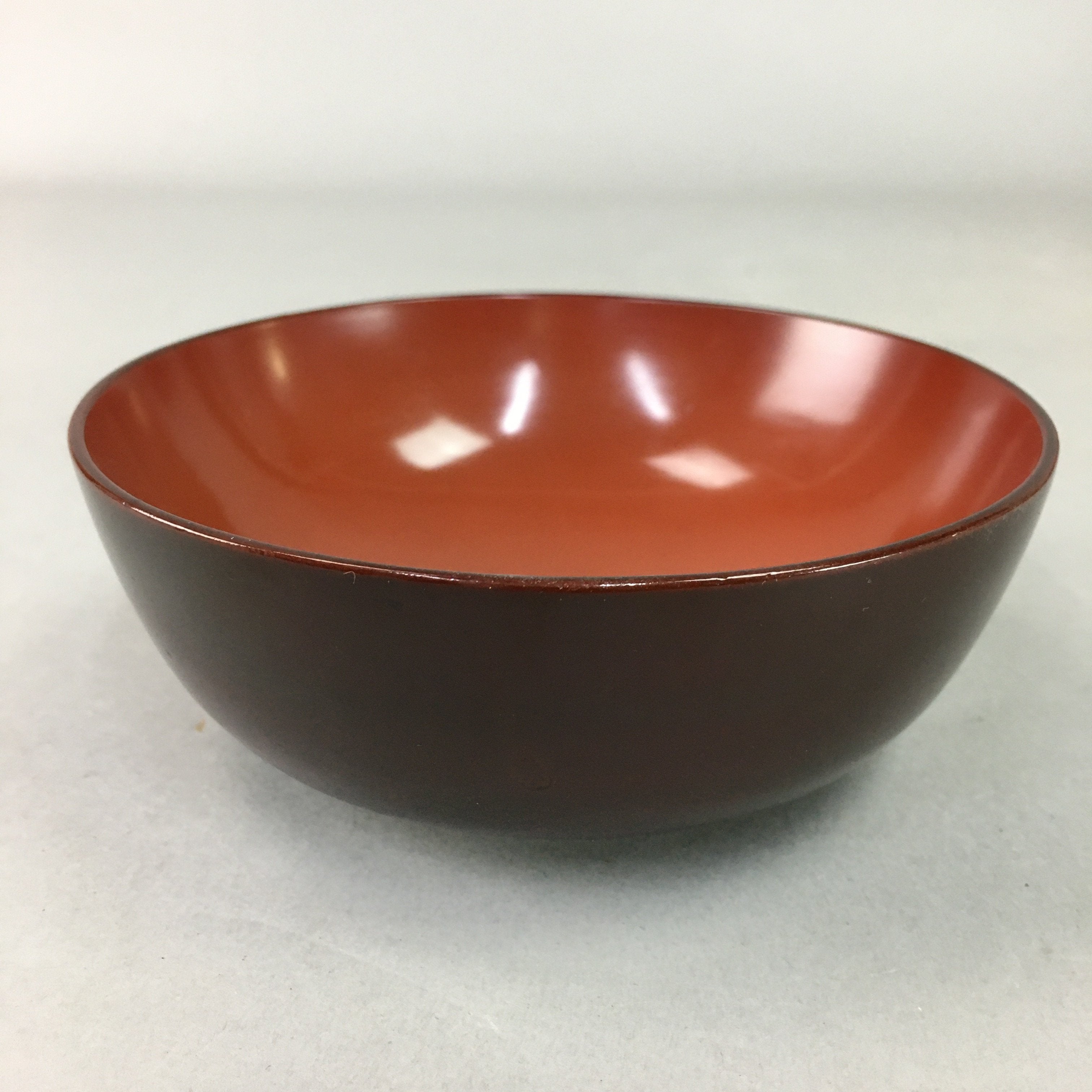 Japanese Antique Wooden Lacquer Bowl Brown Red Owan Soup Rice UR287