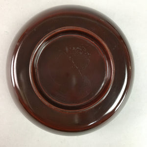 Japanese Antique Wooden Lacquer Bowl Brown Red Owan Soup Rice UR288