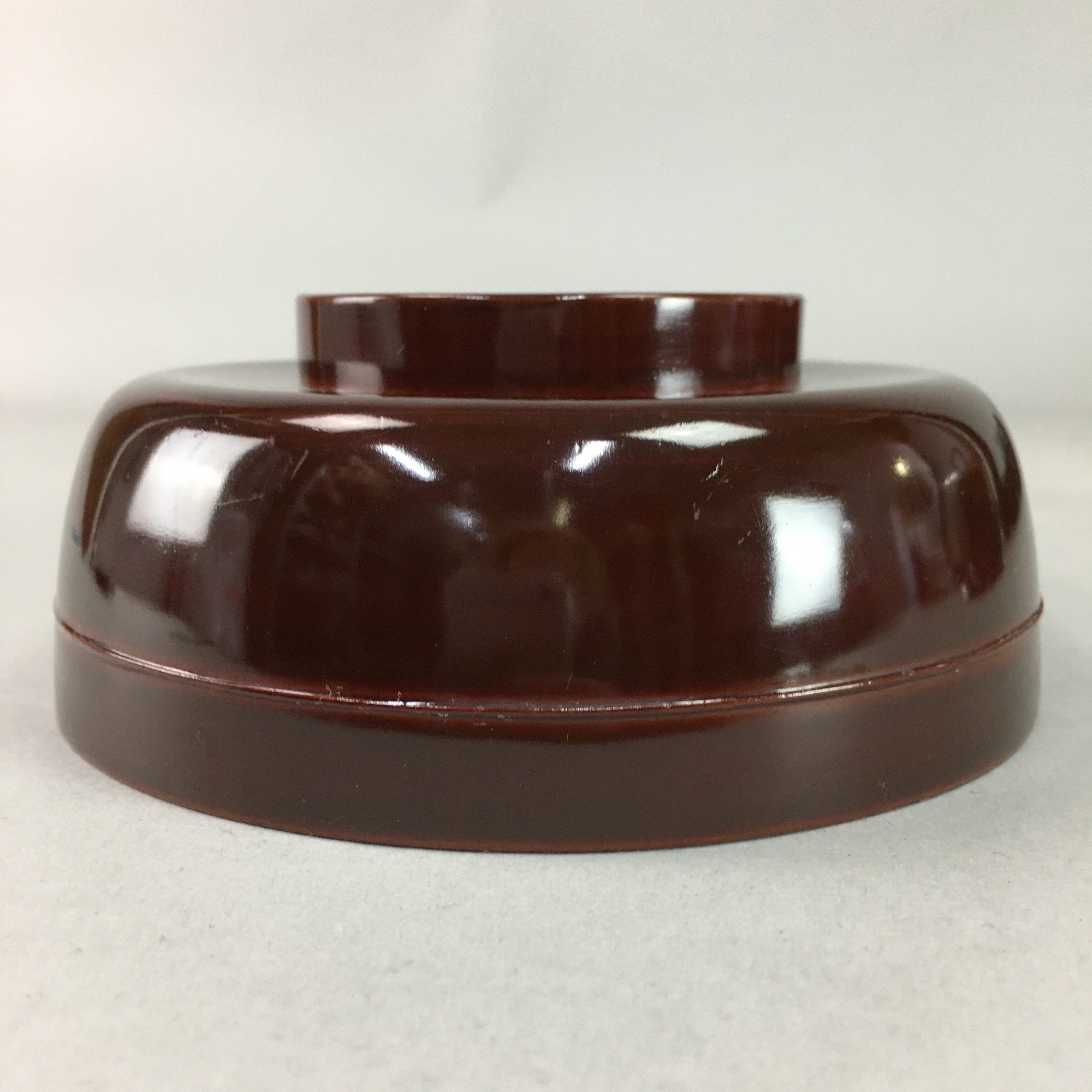 Japanese Antique Wooden Lacquer Lidded Bowl Brown Owan Soup Rice UR291