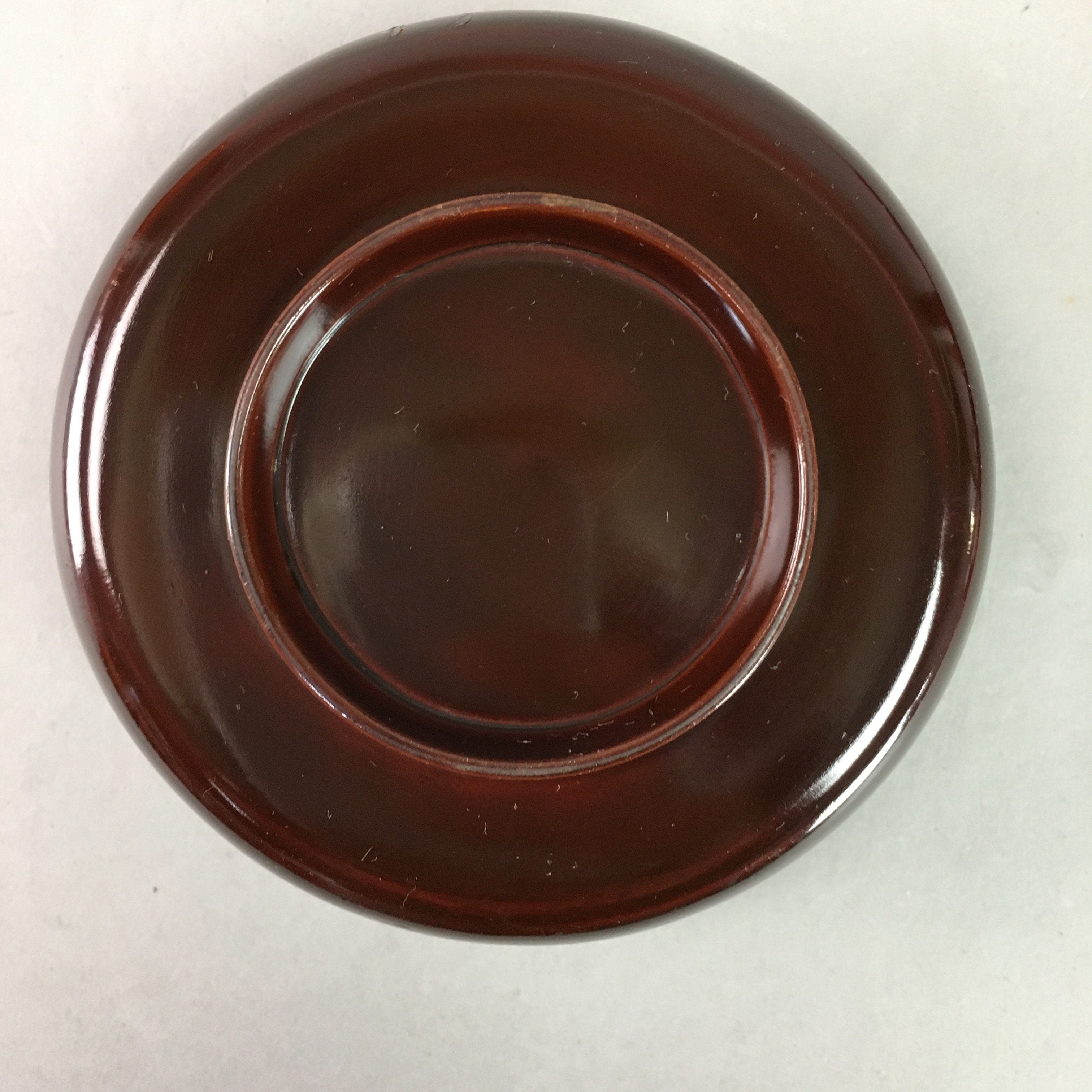 Japanese Antique Wooden Lacquer Lidded Bowl Brown Owan Soup Rice UR293