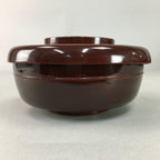 Japanese Antique Wooden Lacquer Lidded Bowl Brown Owan Soup Rice UR293