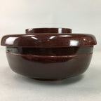 Japanese Antique Wooden Lacquer Lidded Bowl Brown Owan Soup Rice UR293