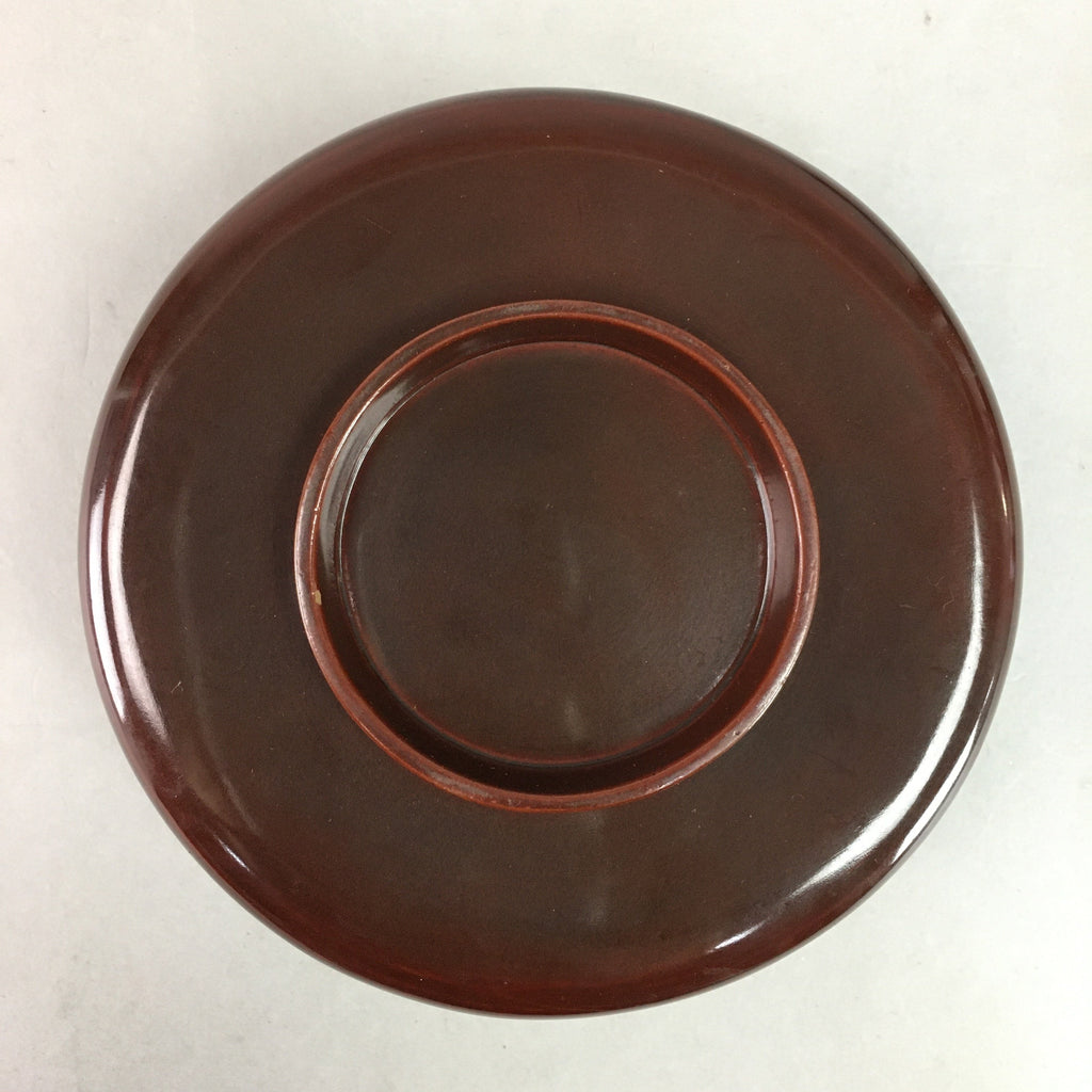Japanese Antique Wooden Lacquer Lidded Bowl Brown Owan Soup Rice UR293