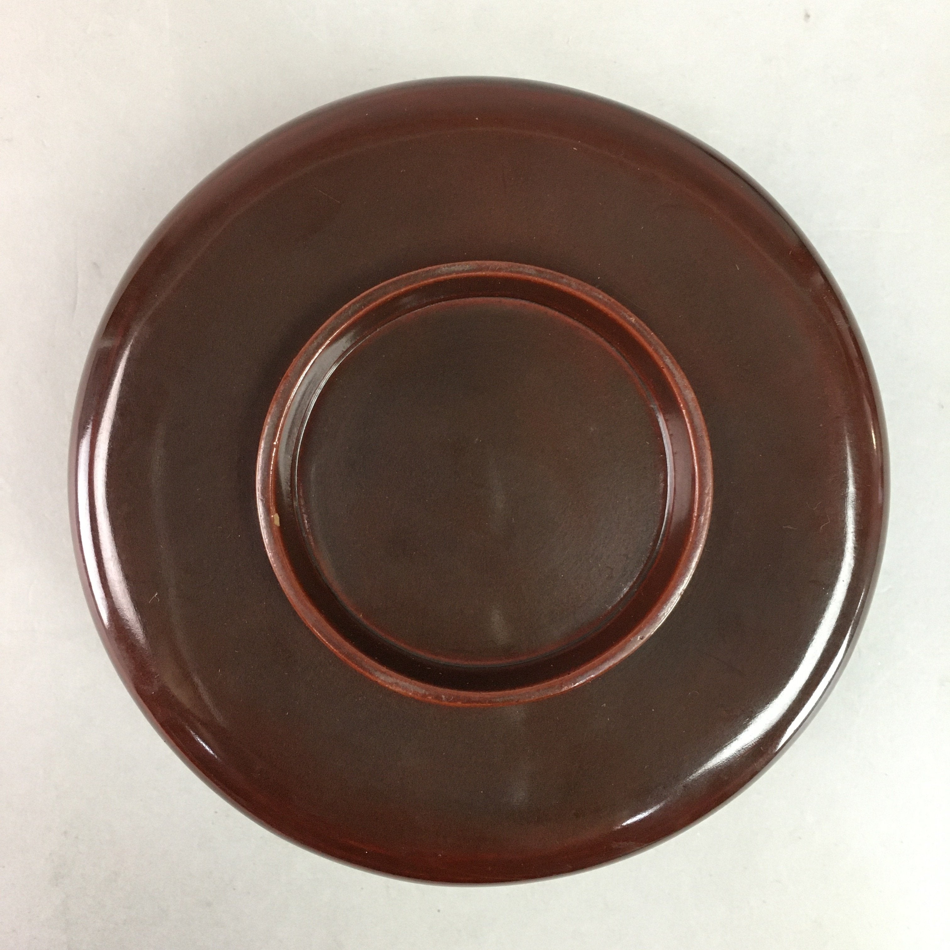Japanese Antique Wooden Lacquer Lidded Bowl Brown Owan Soup Rice UR293