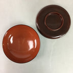 Japanese Antique Wooden Lacquer Lidded Bowl Brown Owan Soup Rice UR293