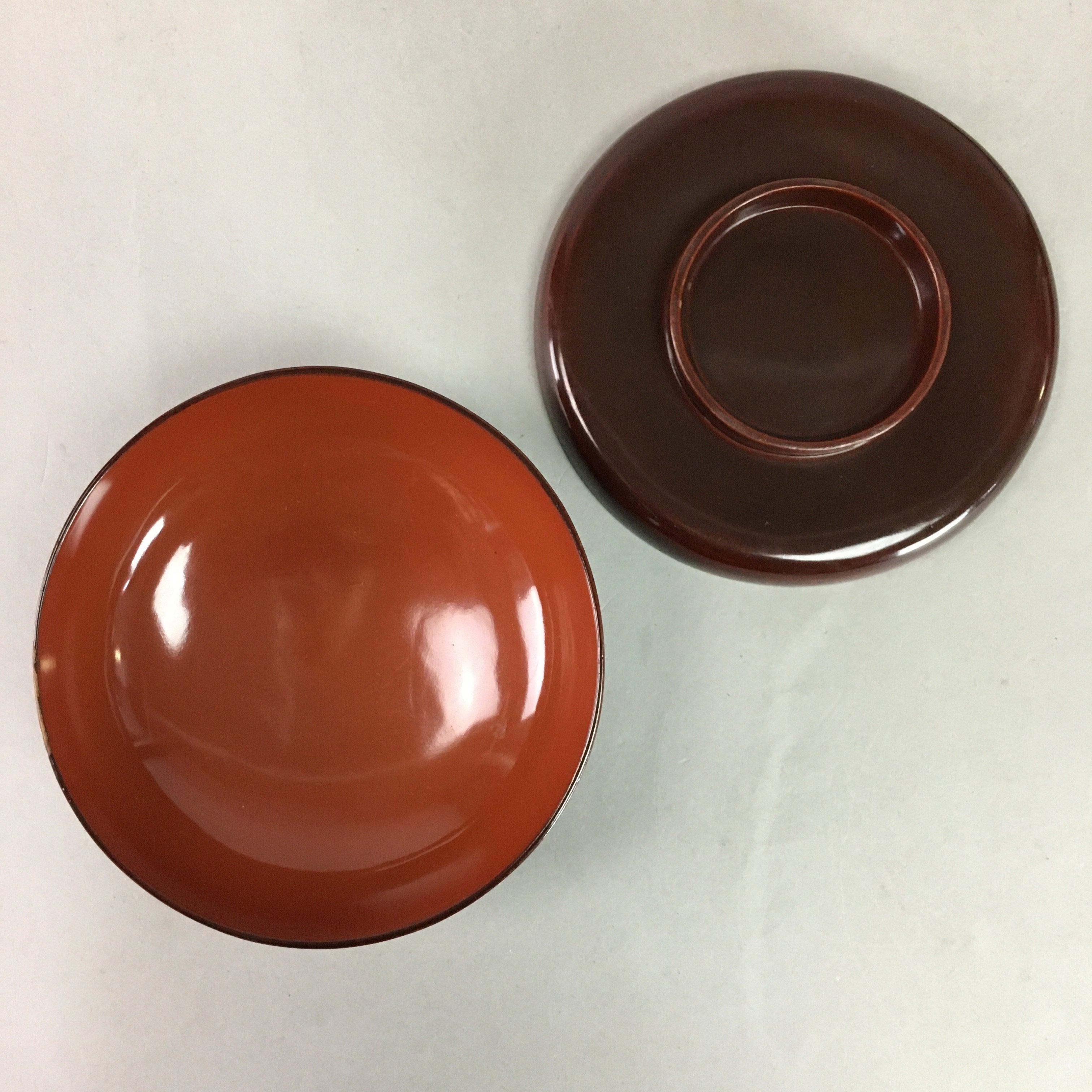 Japanese Antique Wooden Lacquer Lidded Bowl Brown Owan Soup Rice UR293