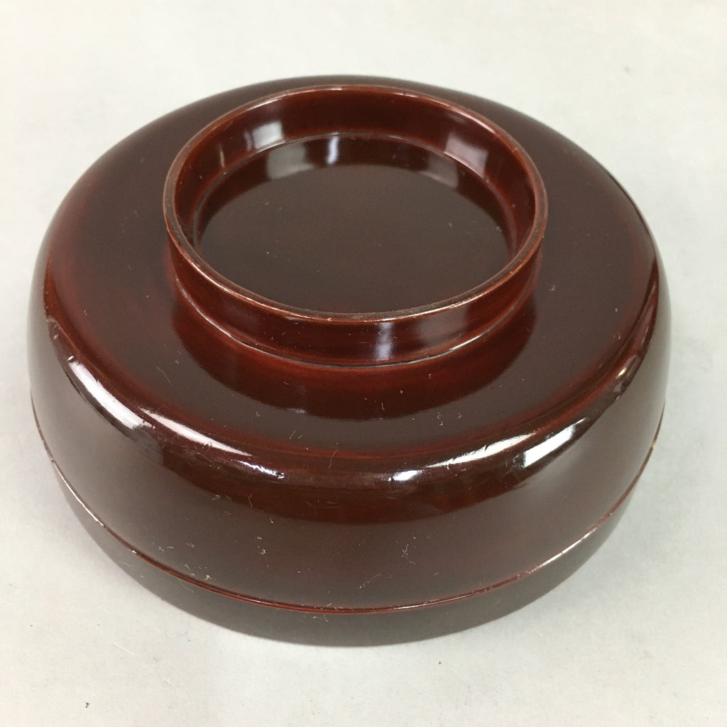 Japanese Antique Wooden Lacquer Lidded Bowl Brown Owan Soup Rice UR293